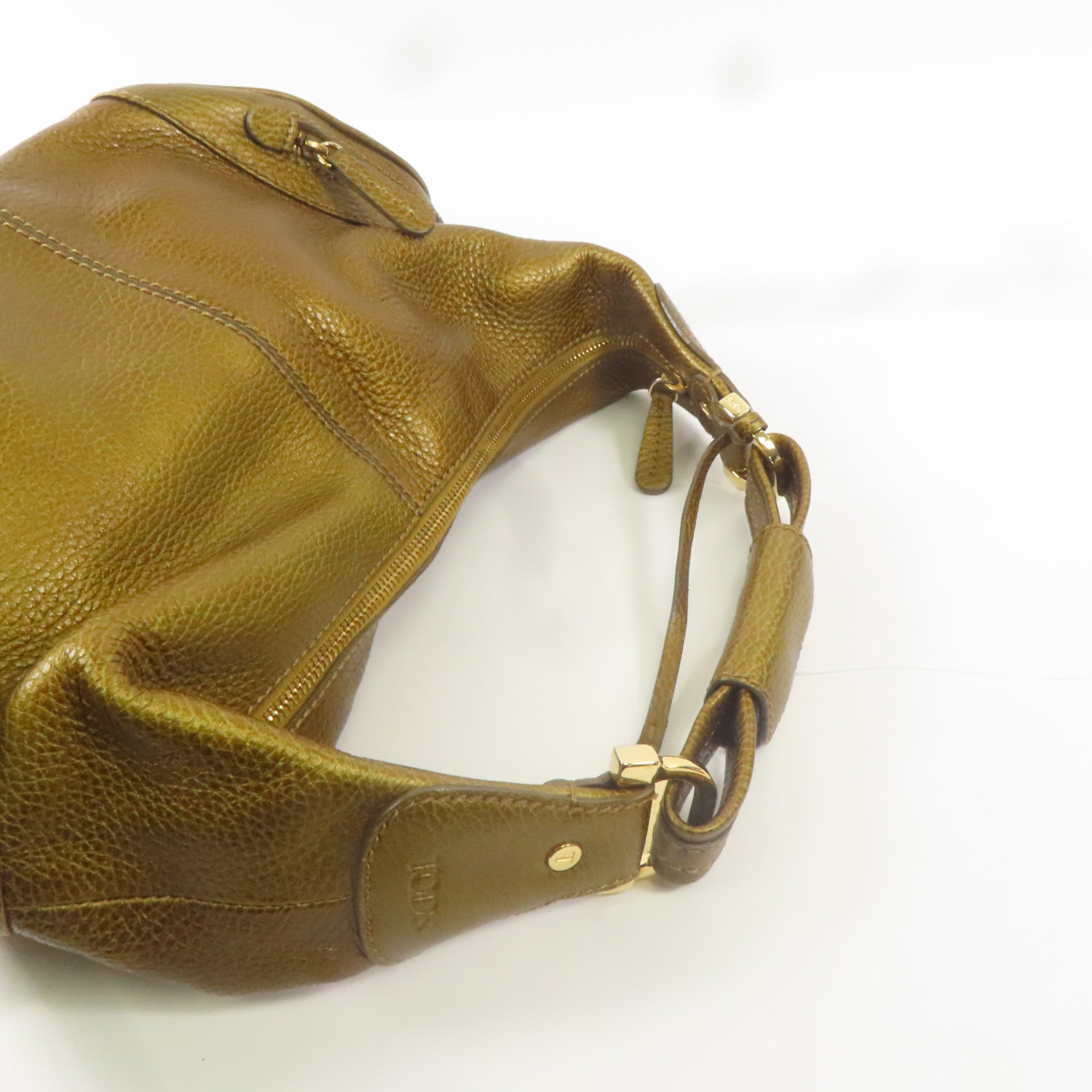 TOD'S 牛皮皮革Shoulder Bag金扣肩背袋金色