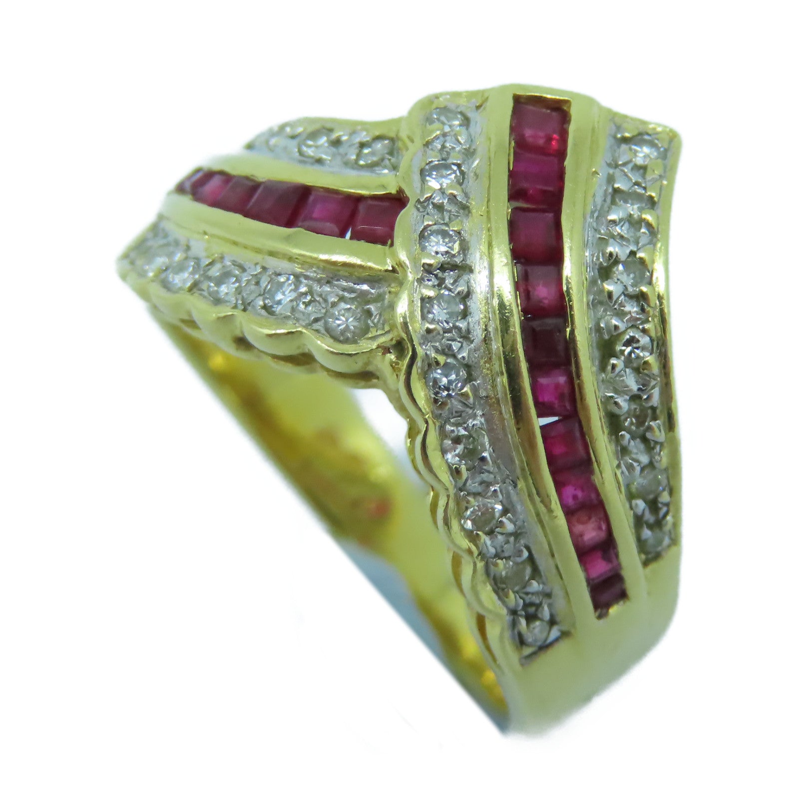 JEWELRY 【激減優惠】18K黃金Ruby Diamond Ring鑽石/紅寶石戒指US#6