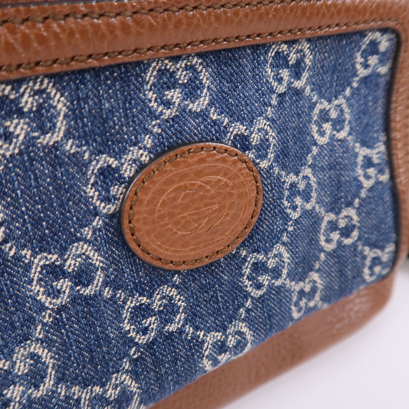 GUCCI 牛仔布/牛皮皮革GG Backpack背包