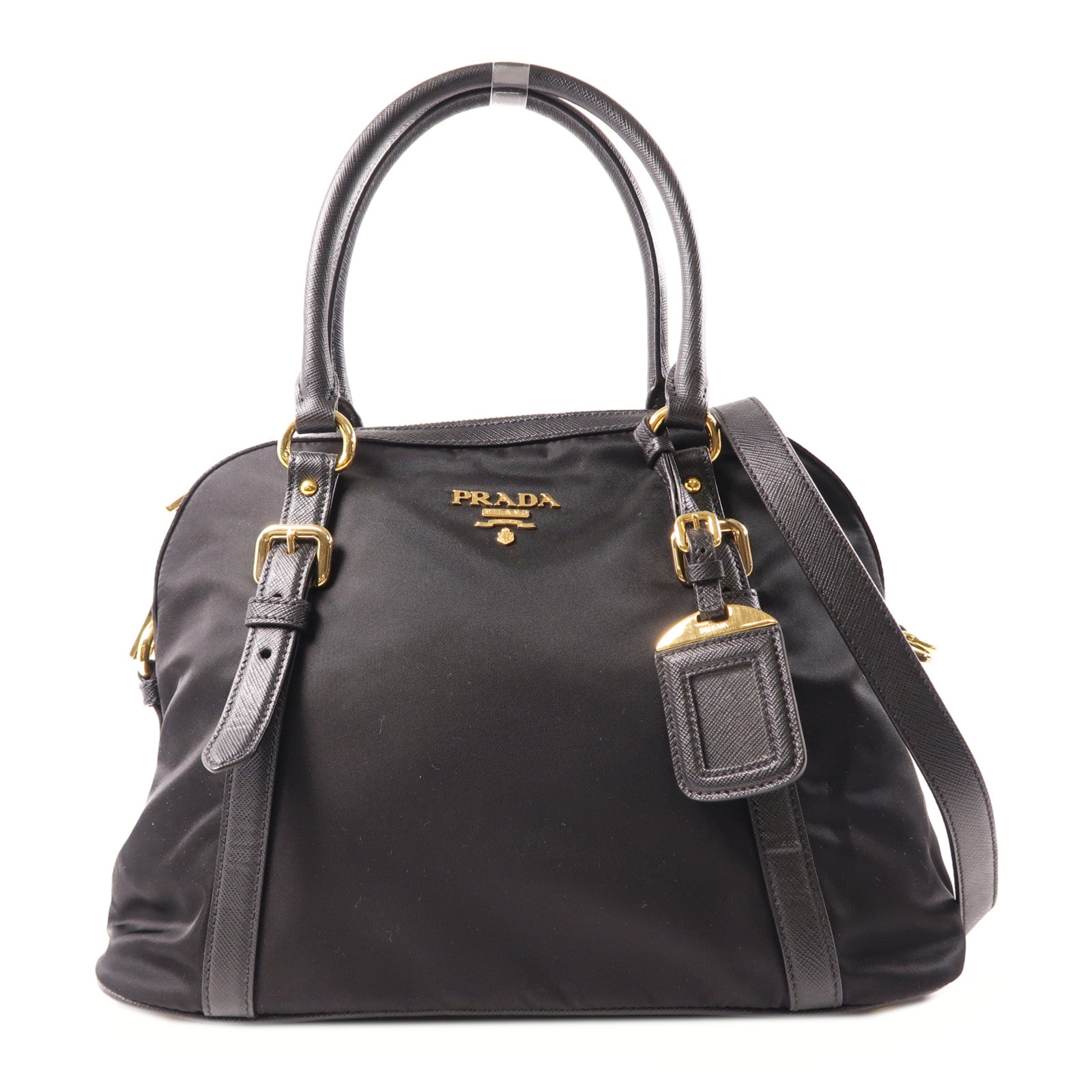 PRADA 尼龍2 Way Shoulder金扣手挽肩背兩用袋黑色
