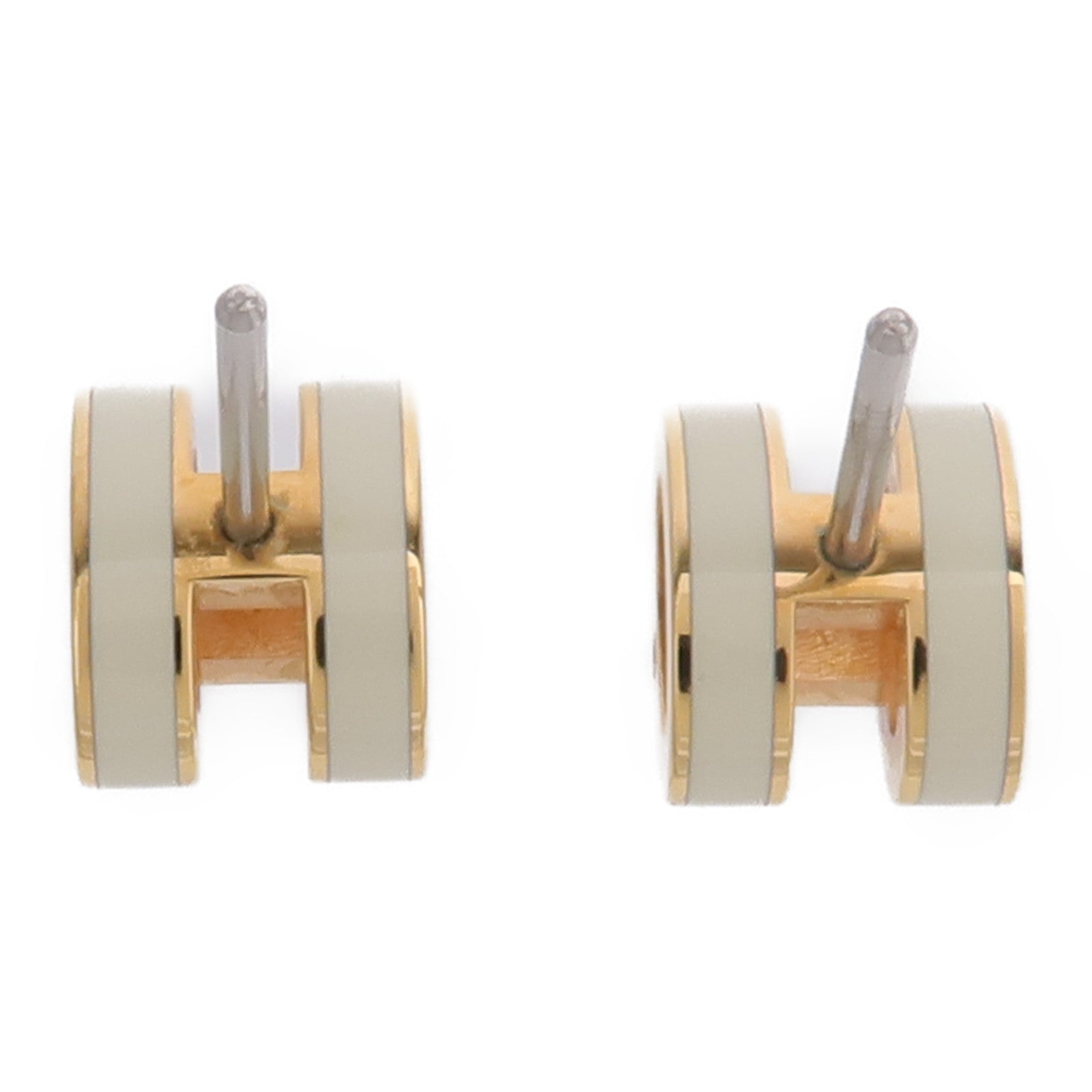 HERMES 金屬Mini Pop H Earrings耳環Blanc
