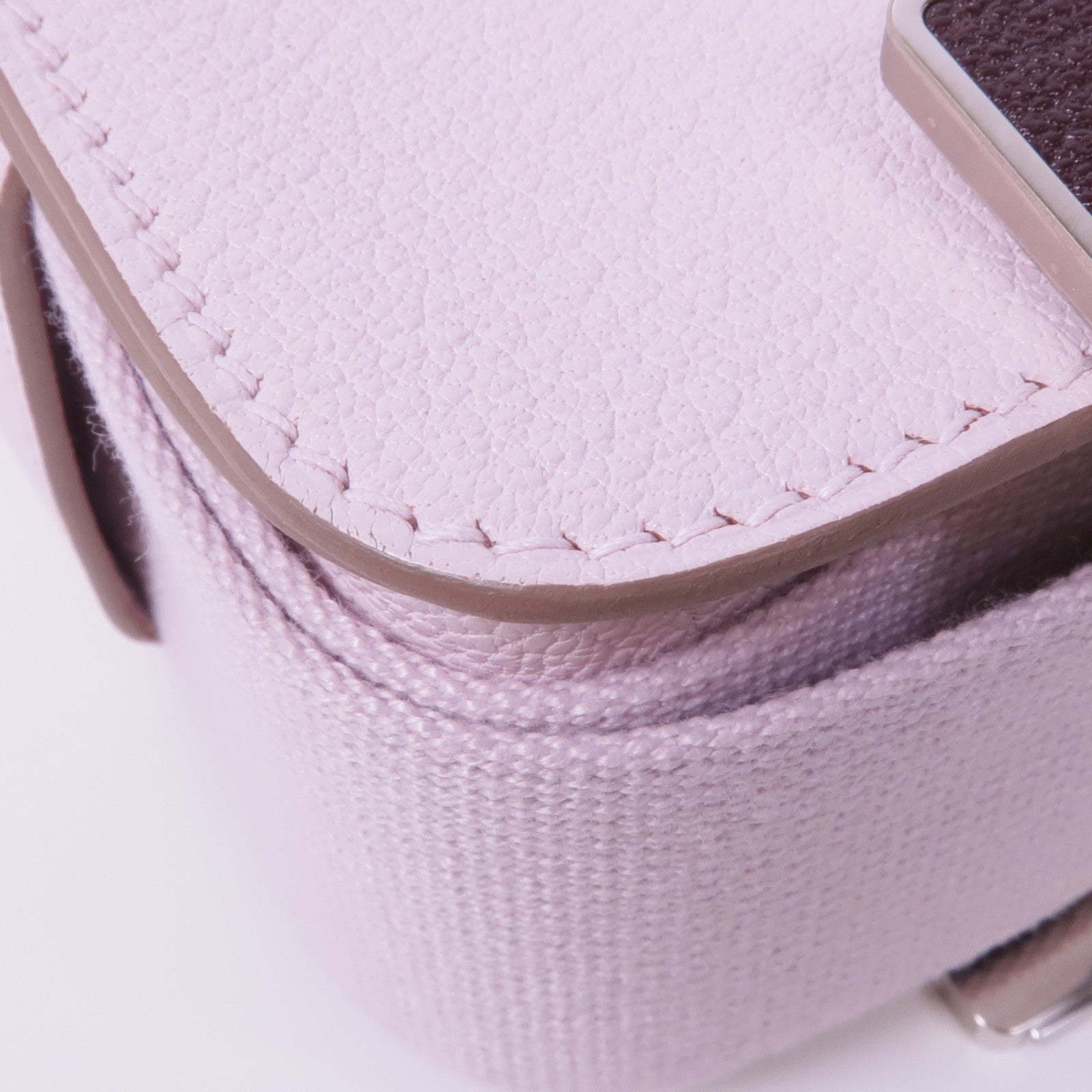 HERMES Chevre皮革Geta銀扣肩背袋Mauve Pale