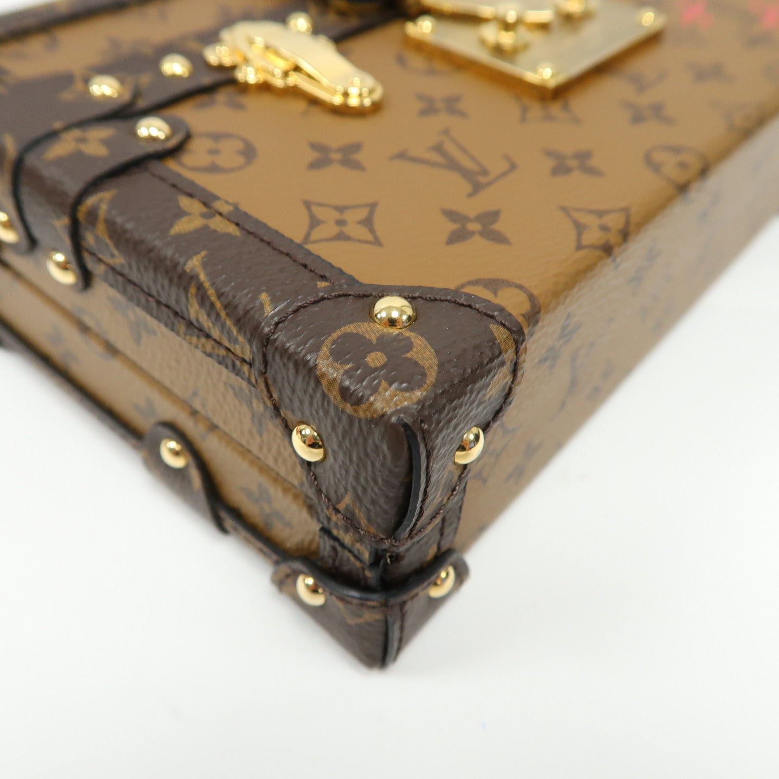 LOUIS VUITTON Monogram Reverse Petite Malle金扣肩背袋啡色