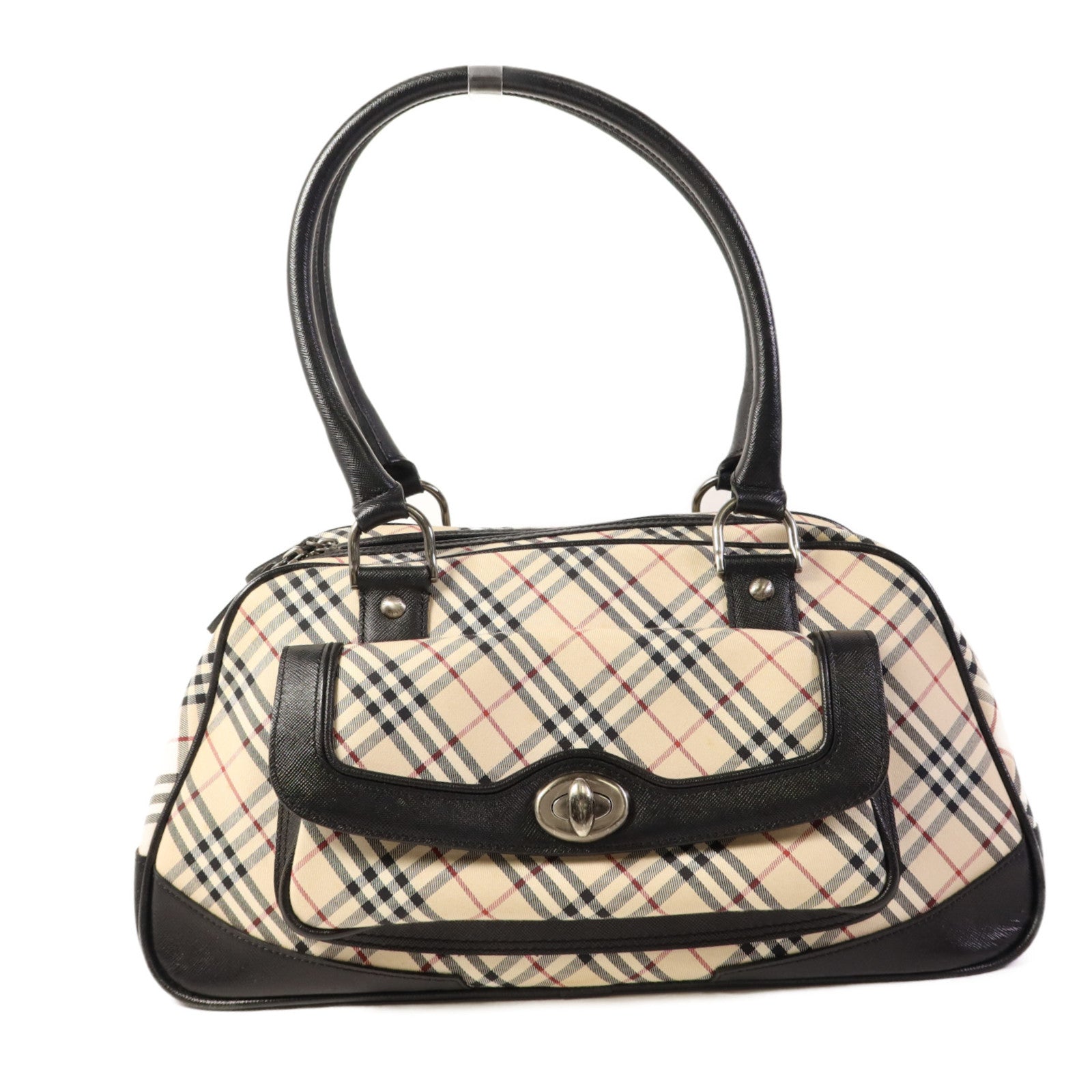 BURBERRY 帆布Shoulder Bag銀扣肩背袋