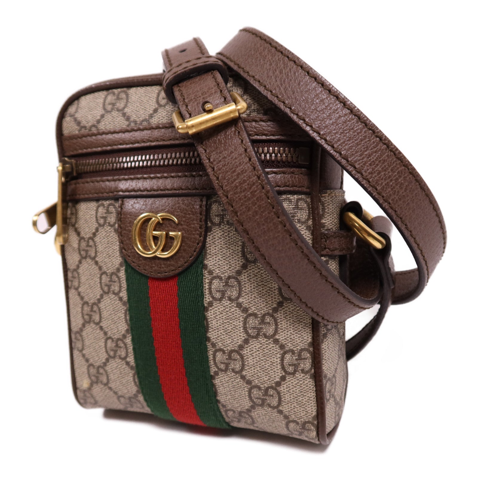 GUCCI 塗層帆布Shoulder Bag金扣肩背袋