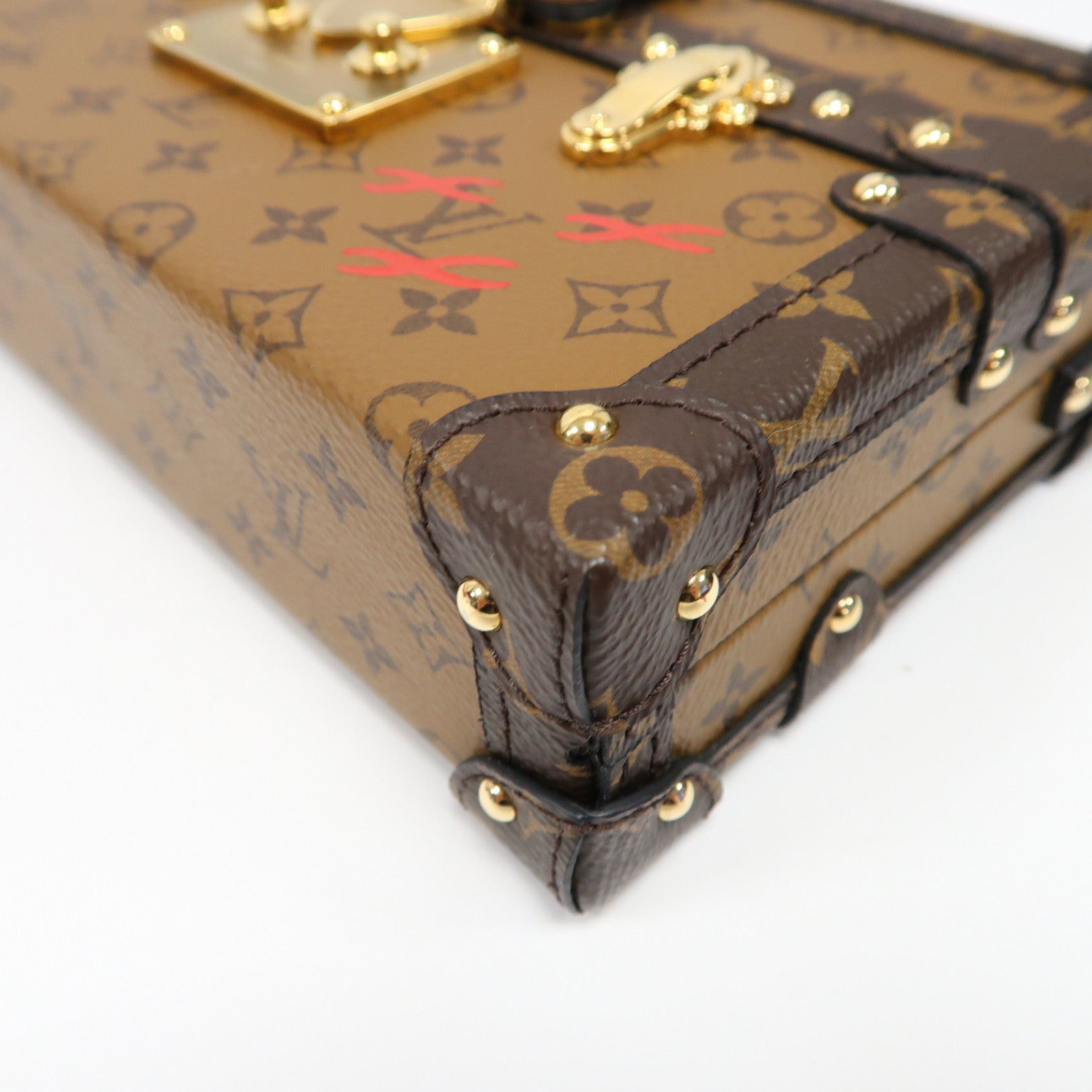 LOUIS VUITTON Monogram Reverse Petite Malle金扣肩背袋啡色