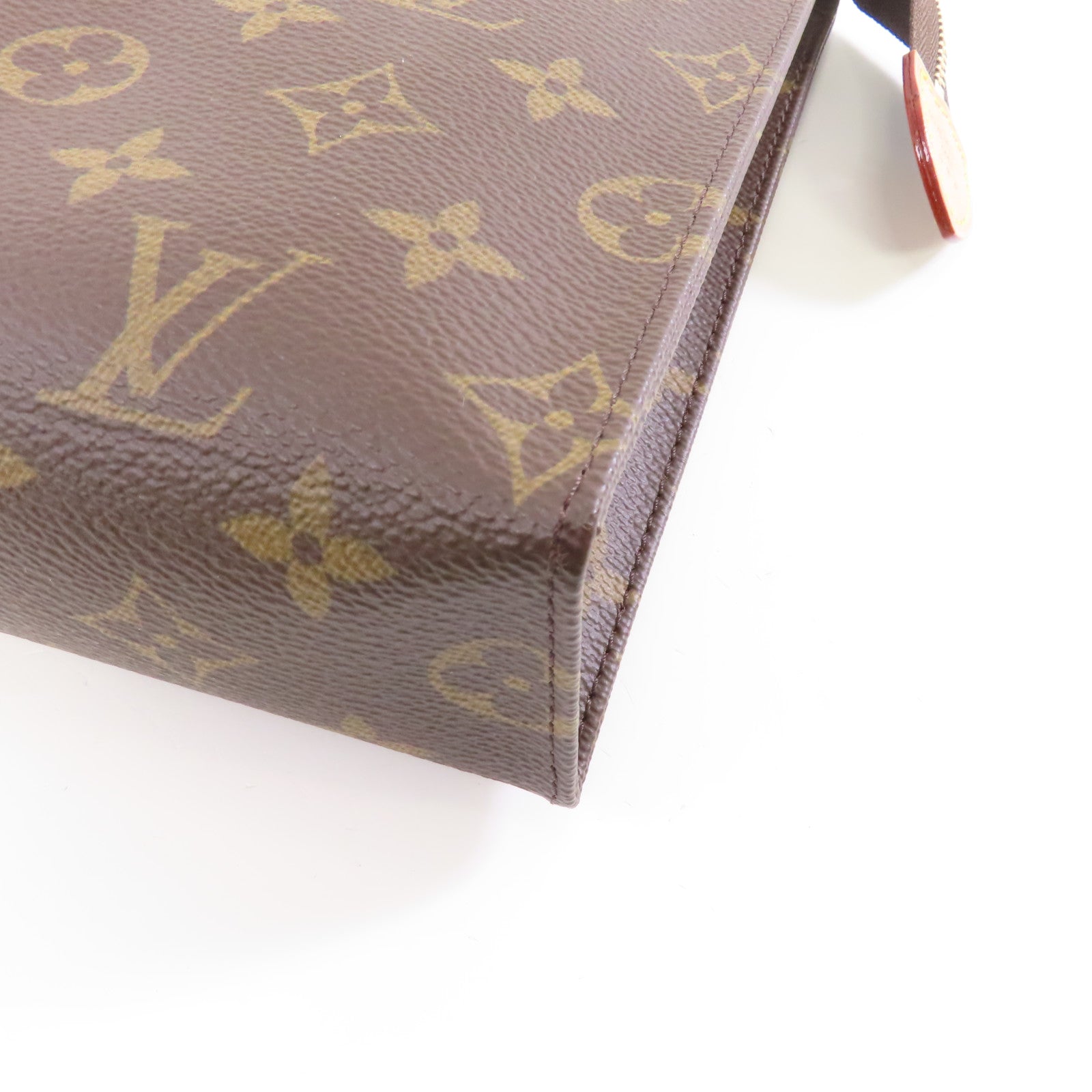 LOUIS VUITTON Monogram Pouch金扣手拿包啡色