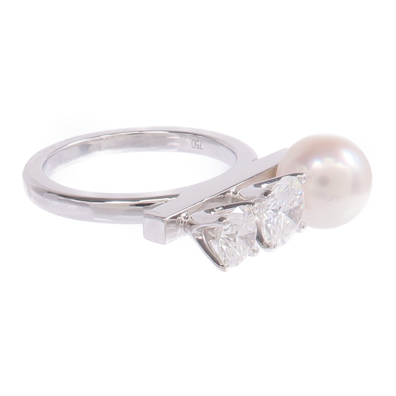 JEWELRY 【激減優惠】18K白金Pearl Diamond Ring珍珠/鑽石戒指US#6.5