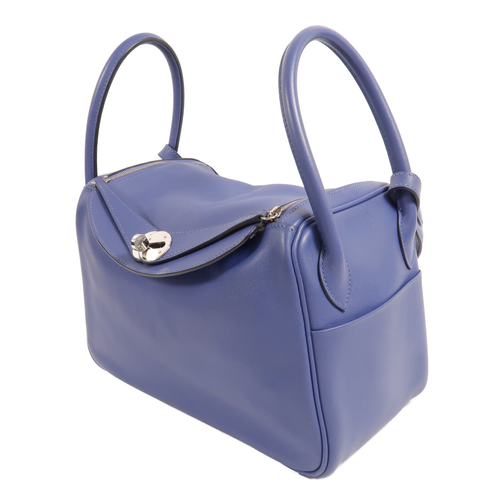 HERMES Swift皮革Lindy 26手挽肩背兩用袋Bleu Brighton