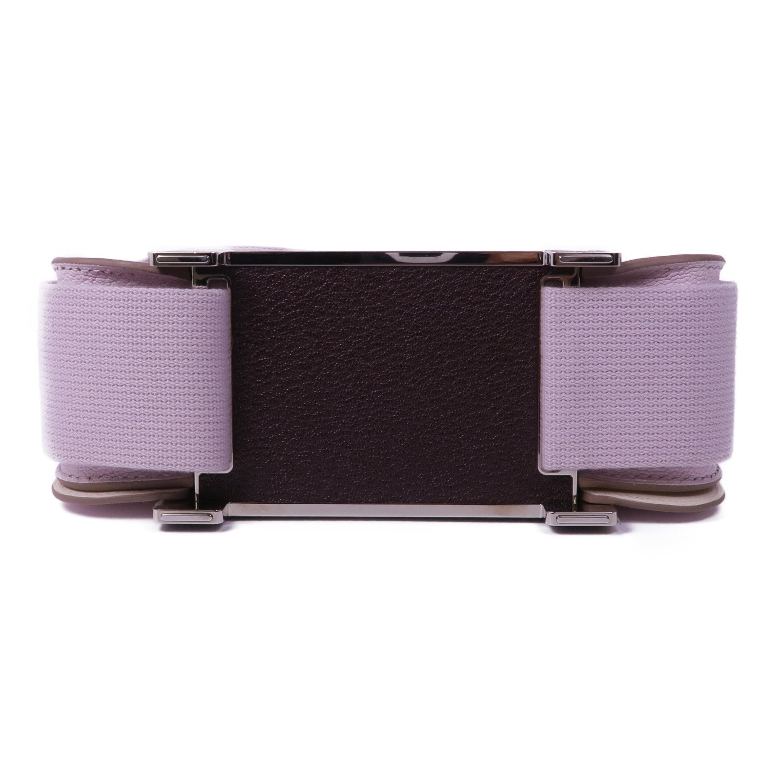 HERMES Chevre皮革Geta銀扣肩背袋Mauve Pale