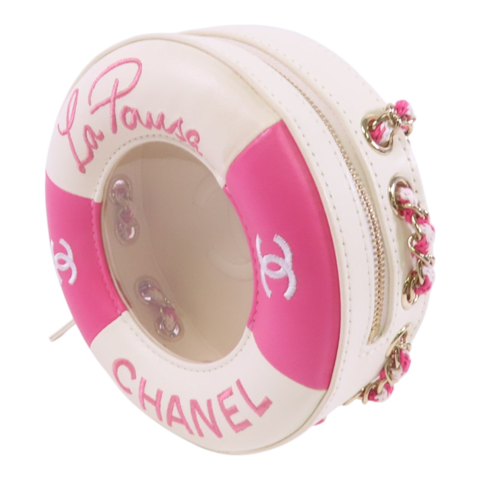 CHANEL 羊皮皮革Chain Shoulder金扣鏈帶肩背袋
