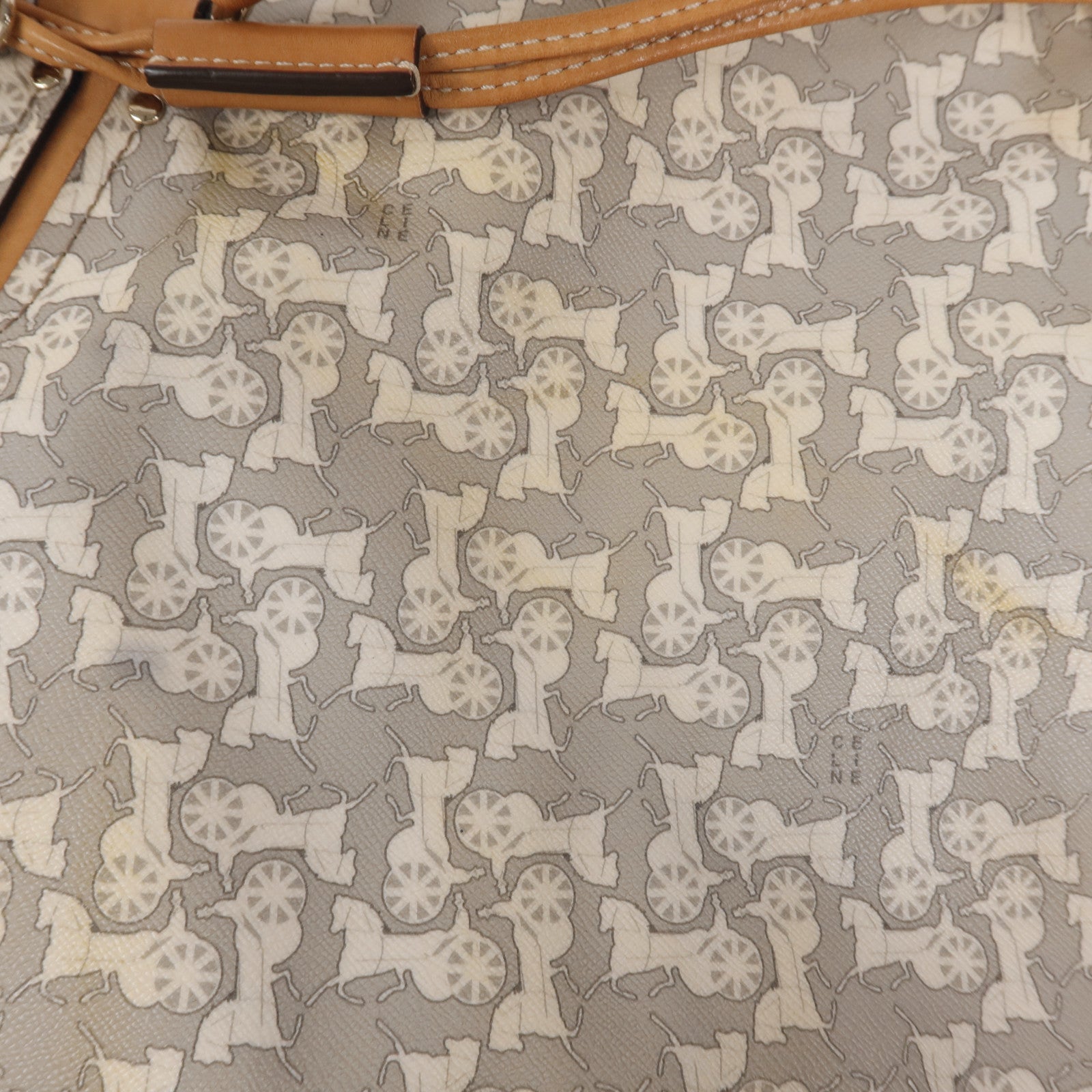 CELINE 塗層帆布Tote Bag銀扣手挽袋