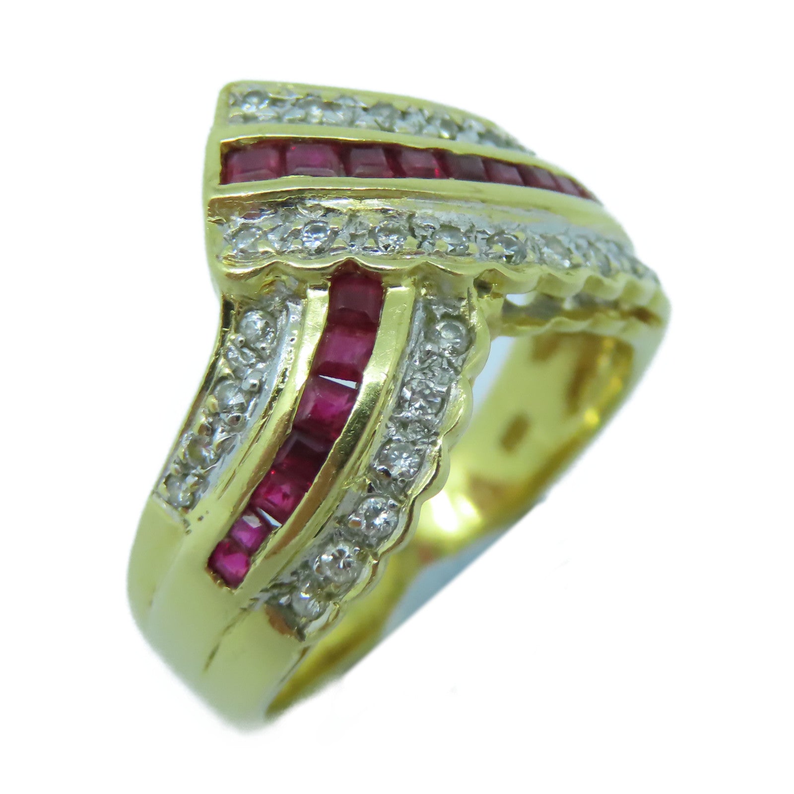 JEWELRY 【激減優惠】18K黃金Ruby Diamond Ring鑽石/紅寶石戒指US#6