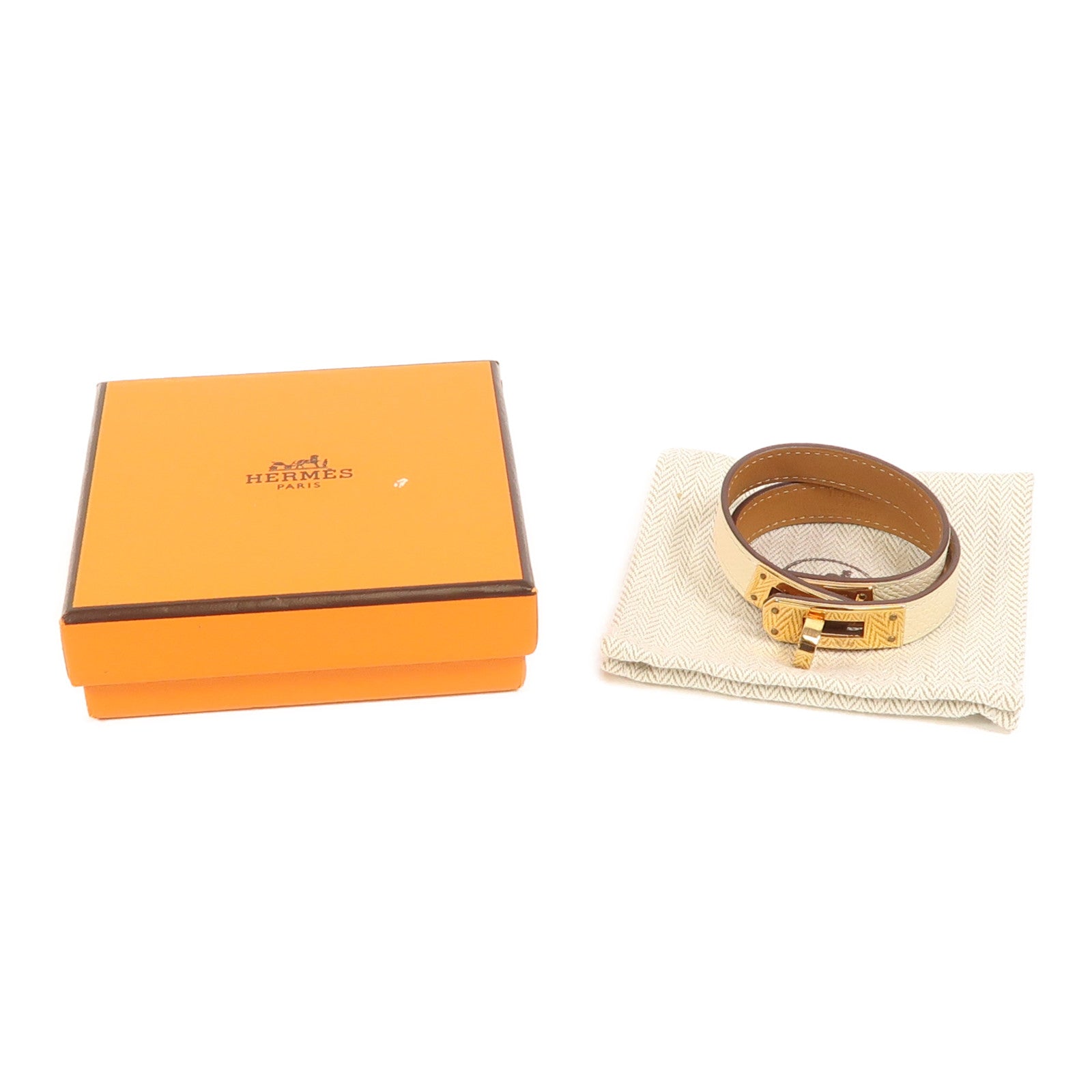 HERMES Epsom皮革Kelly Double Tour T1手鐲Nata