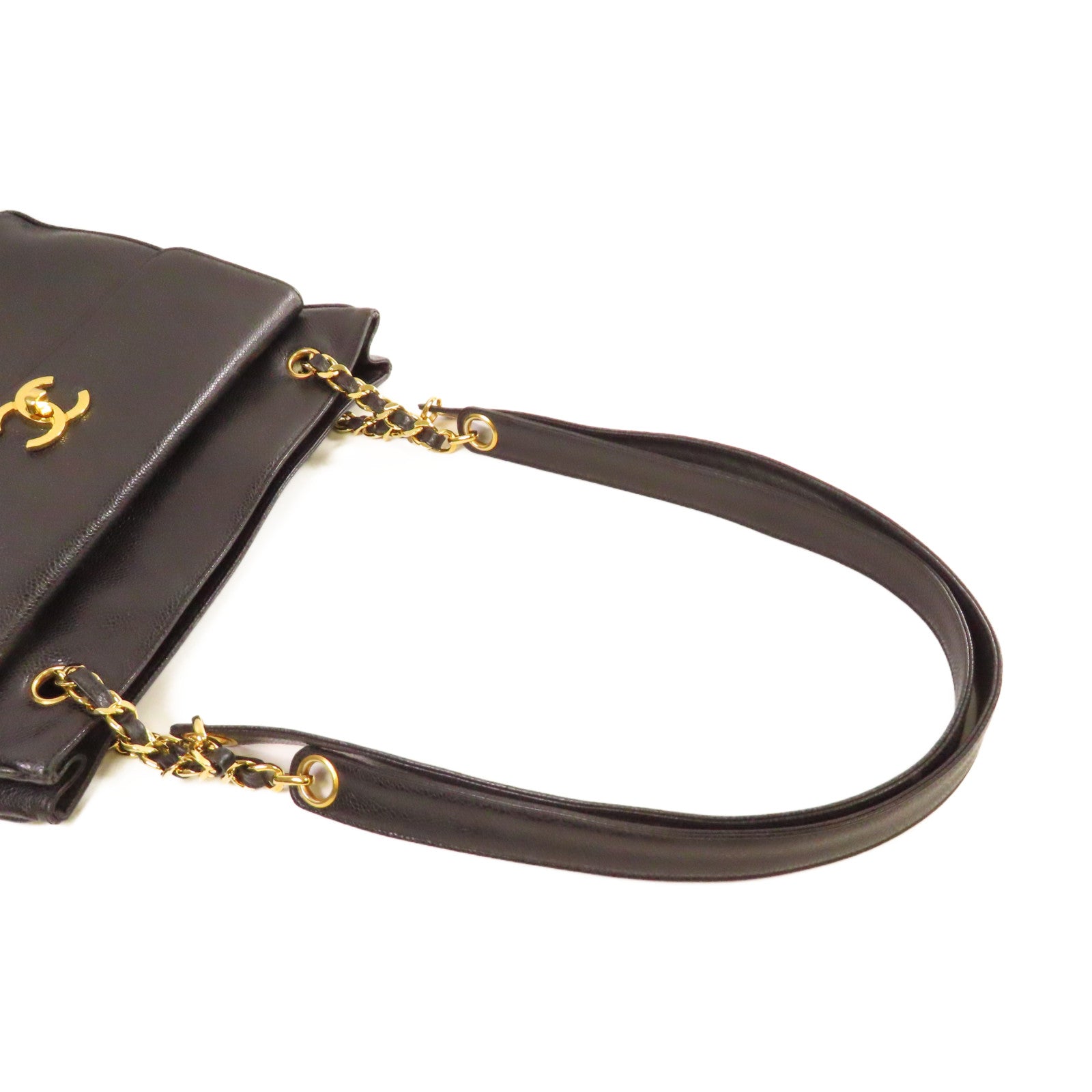 CHANEL **【激減優惠】Caviar皮革Vintage Shoulder Bag金扣鏈帶肩背袋黑色