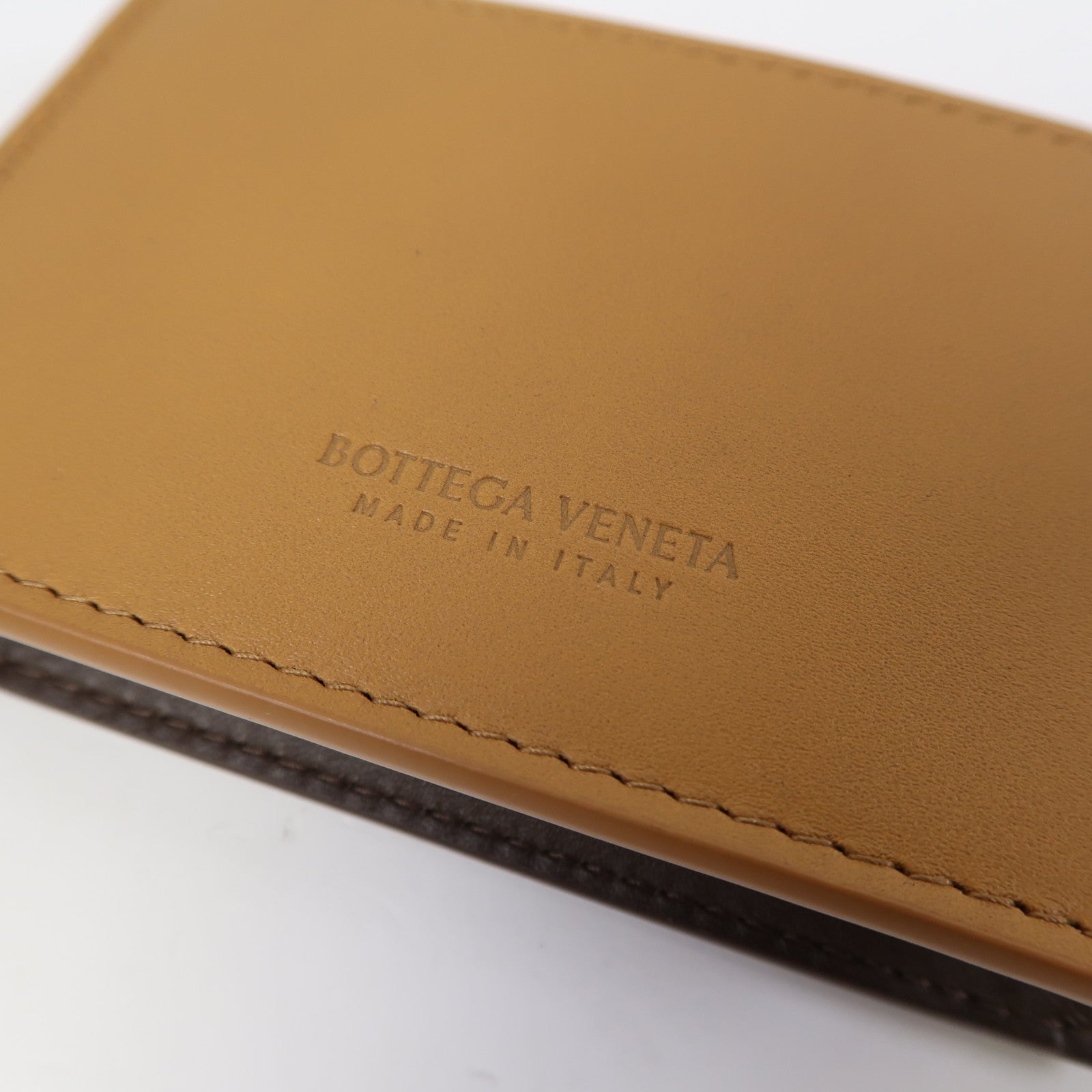 BOTTEGA VENETA 【激減優惠】織紋皮革Card Case卡片套棕色/淺棕色