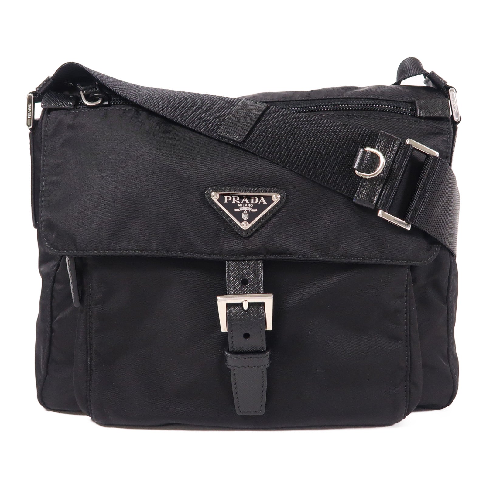 PRADA 尼龍Shoulder Bag銀扣肩背袋