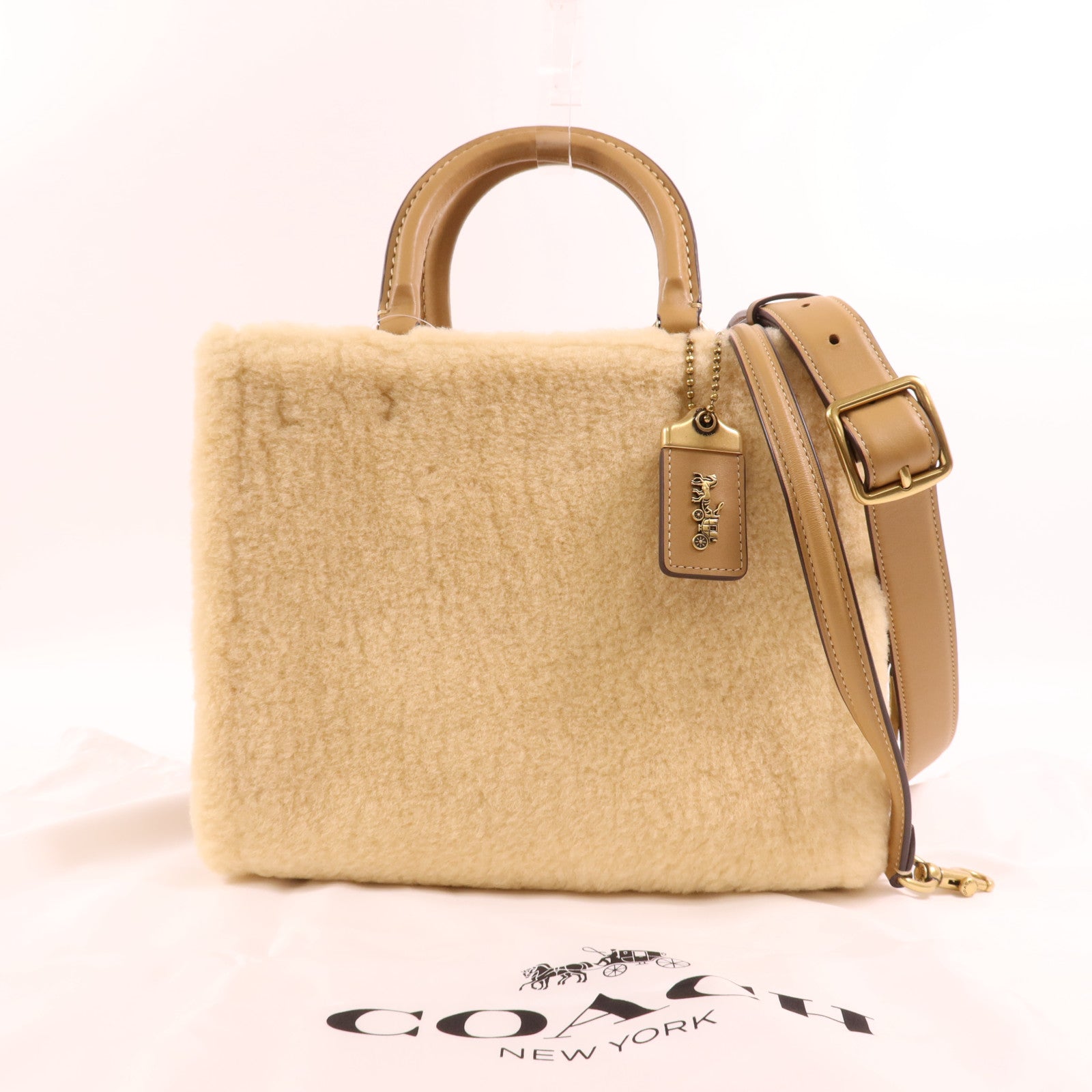 COACH 羊毛Rogue 25金扣手挽肩背兩用袋