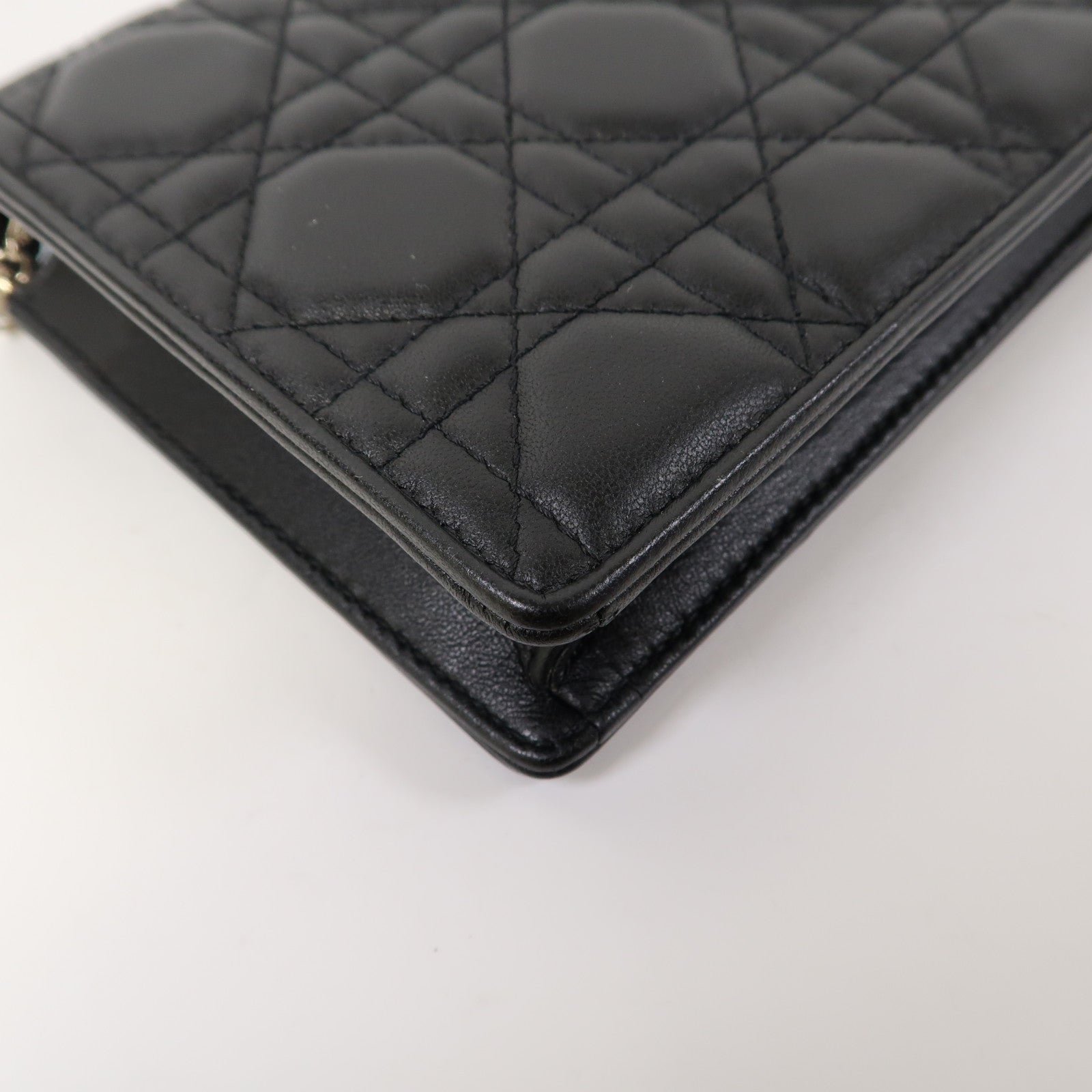 Dior 牛皮皮革Chain Shoulder金扣鏈帶肩背袋黑色