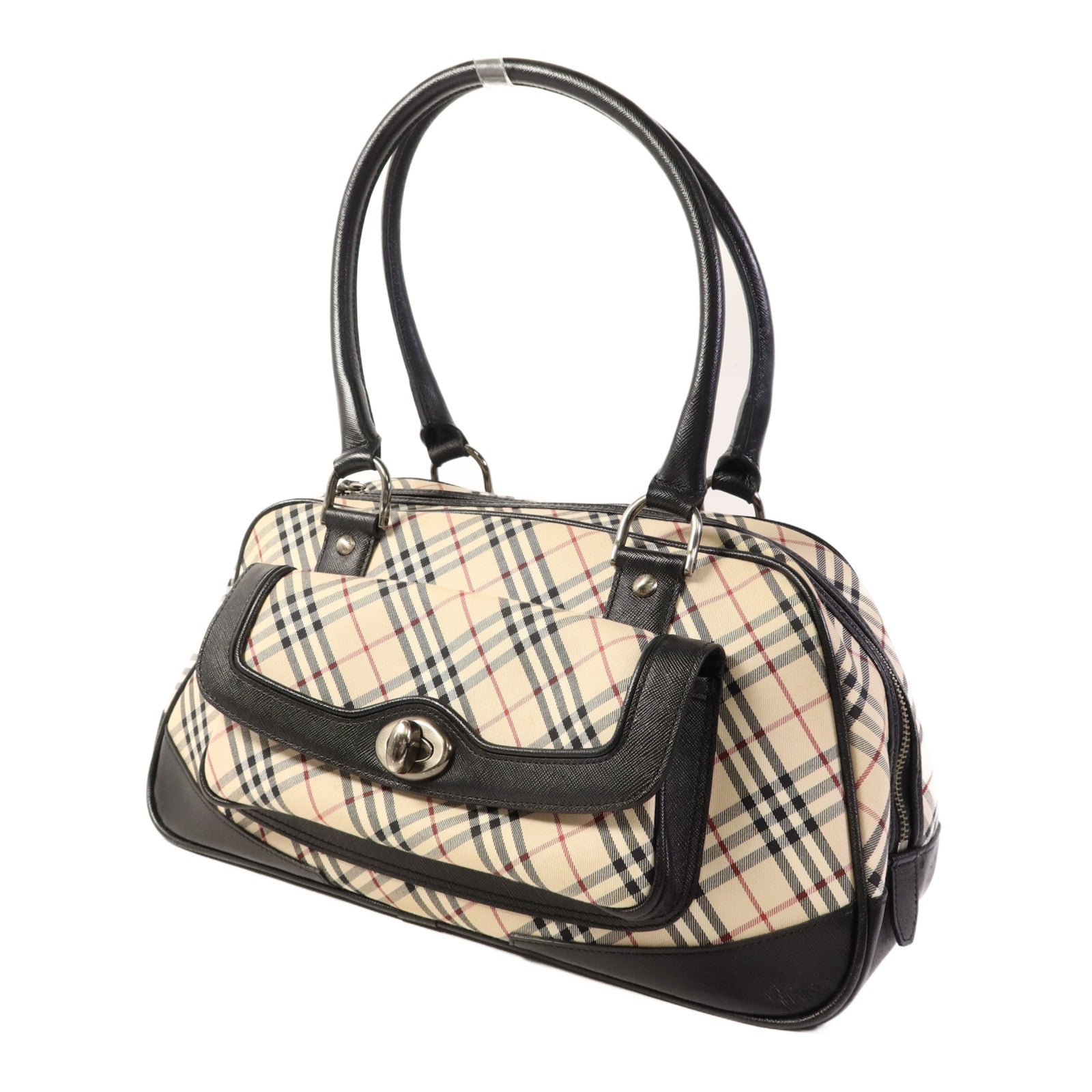 BURBERRY 帆布Shoulder Bag銀扣肩背袋