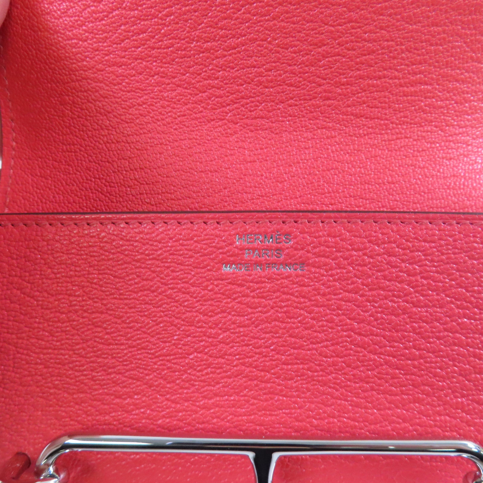 HERMES 【激減優惠】Chevre皮革Roulis Slim Wallet銀扣腰帶短錢包