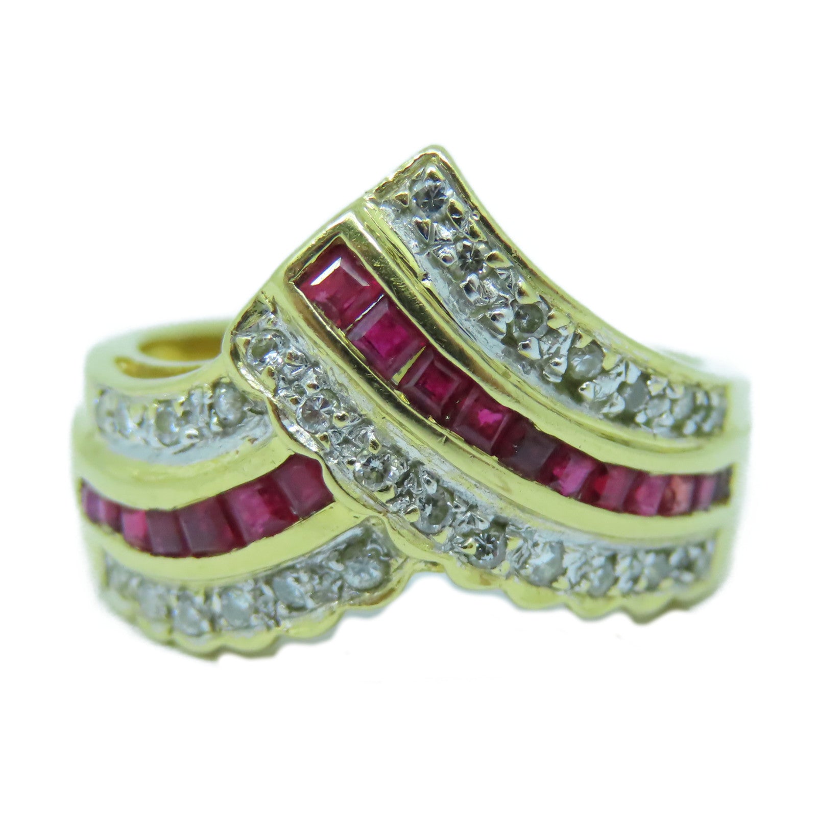 JEWELRY 【激減優惠】18K黃金Ruby Diamond Ring鑽石/紅寶石戒指US#6