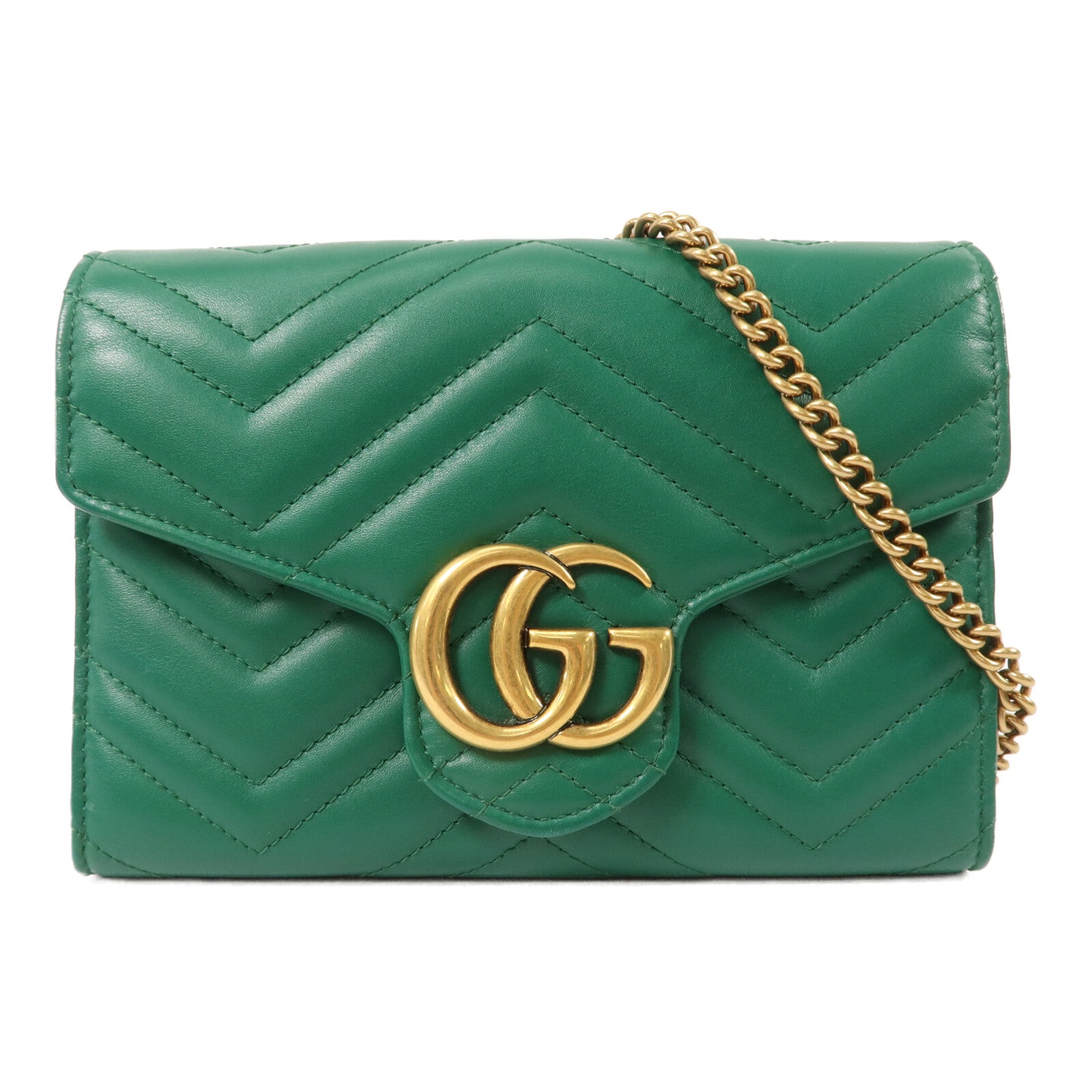 GUCCI 牛皮皮革GG Marmont WOC Wallet On Chain鏈帶肩背袋