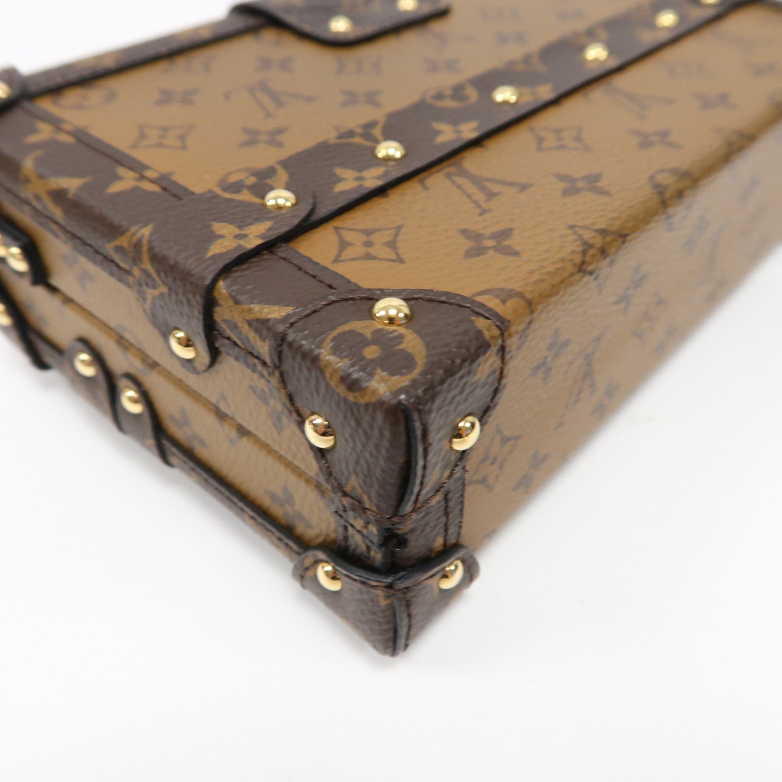 LOUIS VUITTON Monogram Reverse Petite Malle金扣肩背袋啡色
