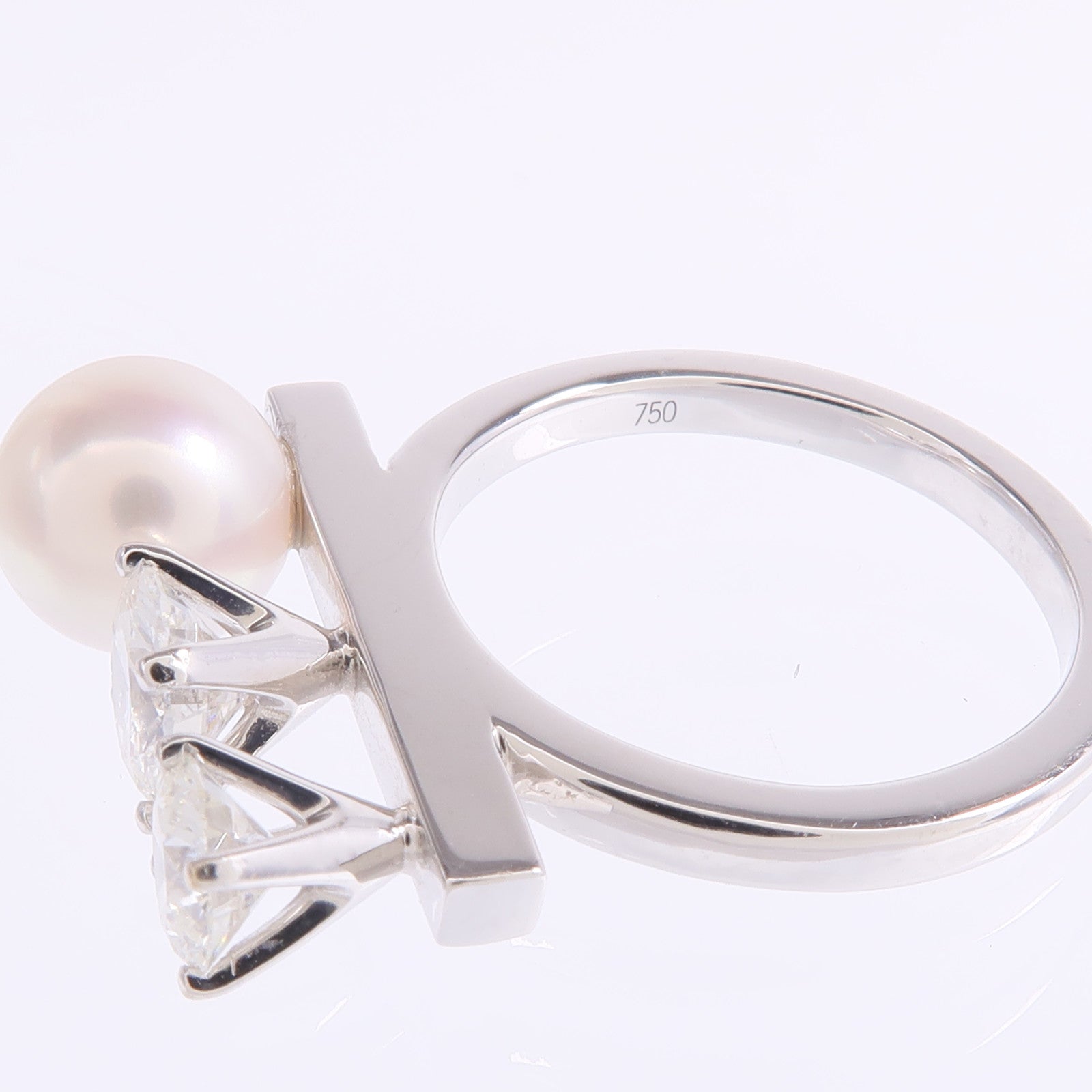 JEWELRY 【激減優惠】18K白金Pearl Diamond Ring珍珠/鑽石戒指US#6.5