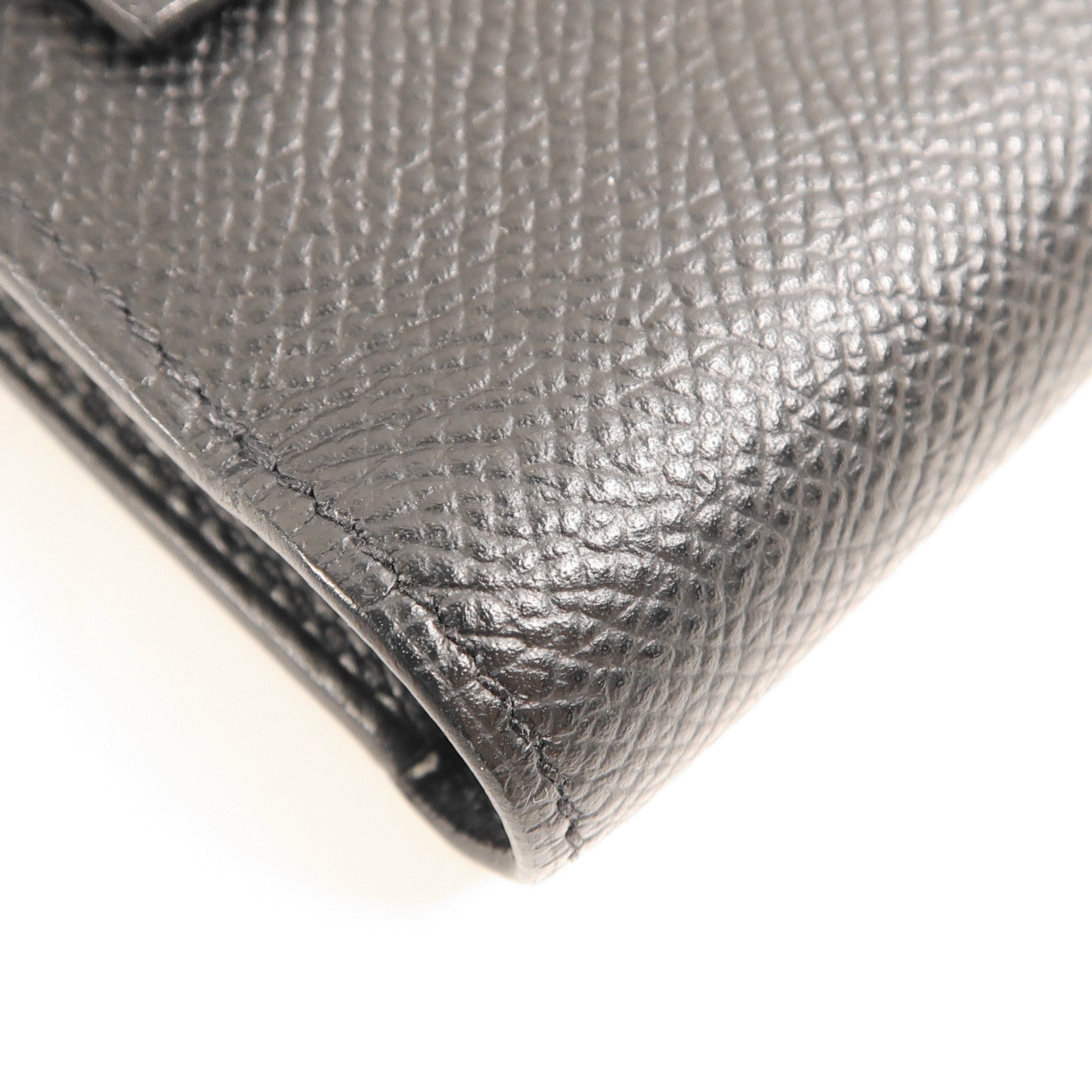 HERMES GHW Kelly Depliant Medium Wallet Epsom Leather Black