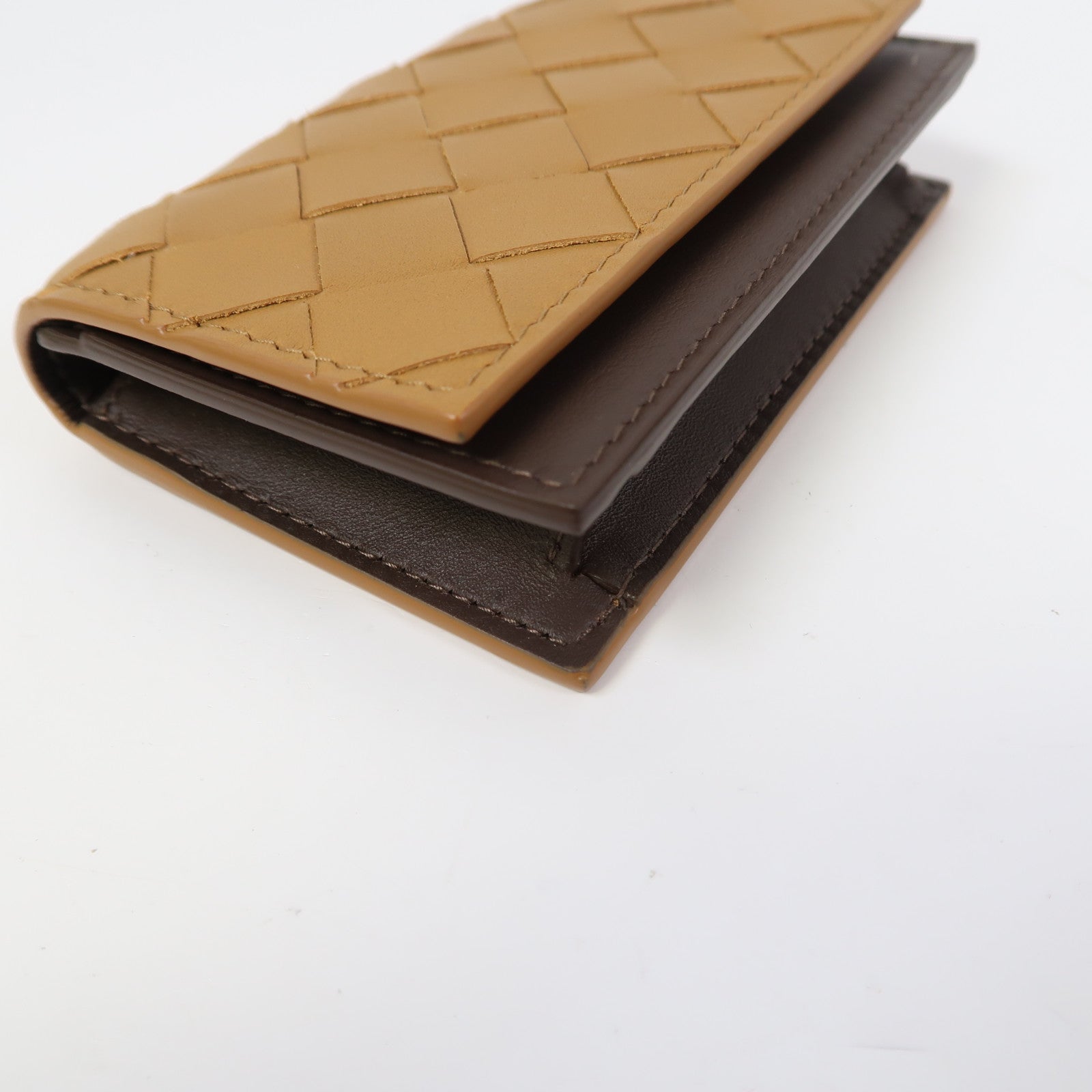 BOTTEGA VENETA 【激減優惠】織紋皮革Card Case卡片套棕色/淺棕色