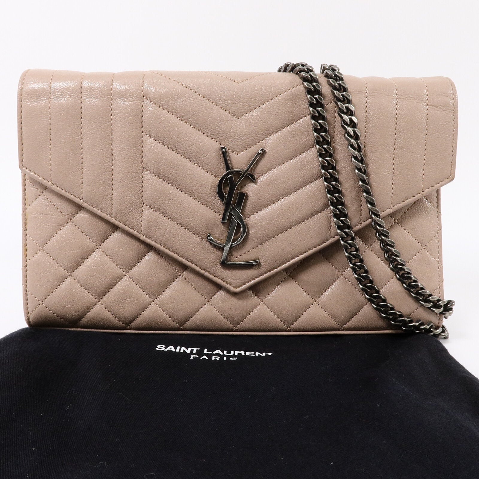 SAINT LAURENT 牛皮皮革Envelope WOC鏈帶肩背袋