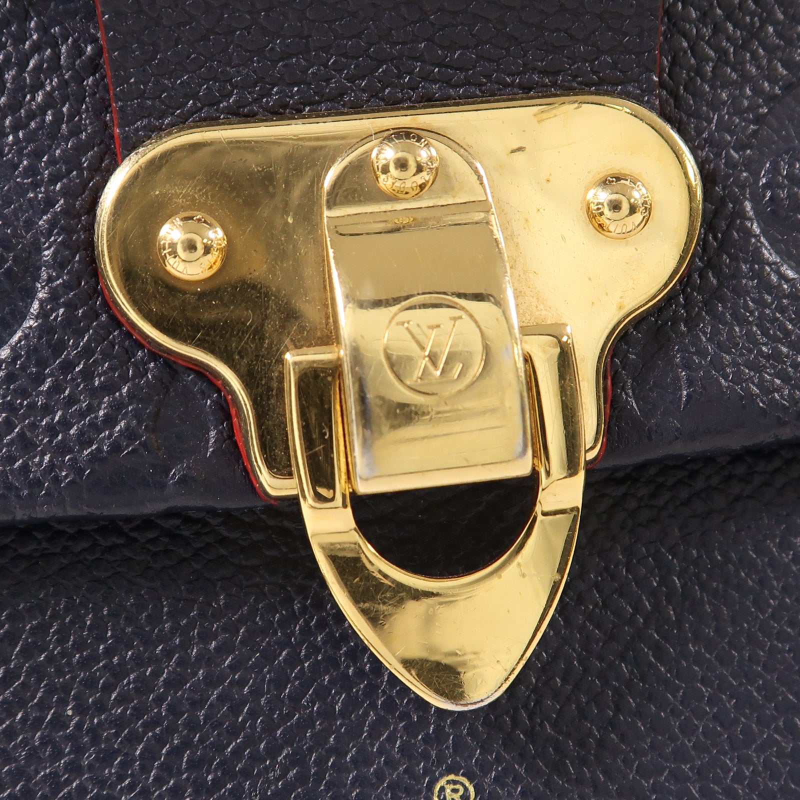 LOUIS VUITTON Monogram Empreinte Vavin PM金扣肩背袋深藍色