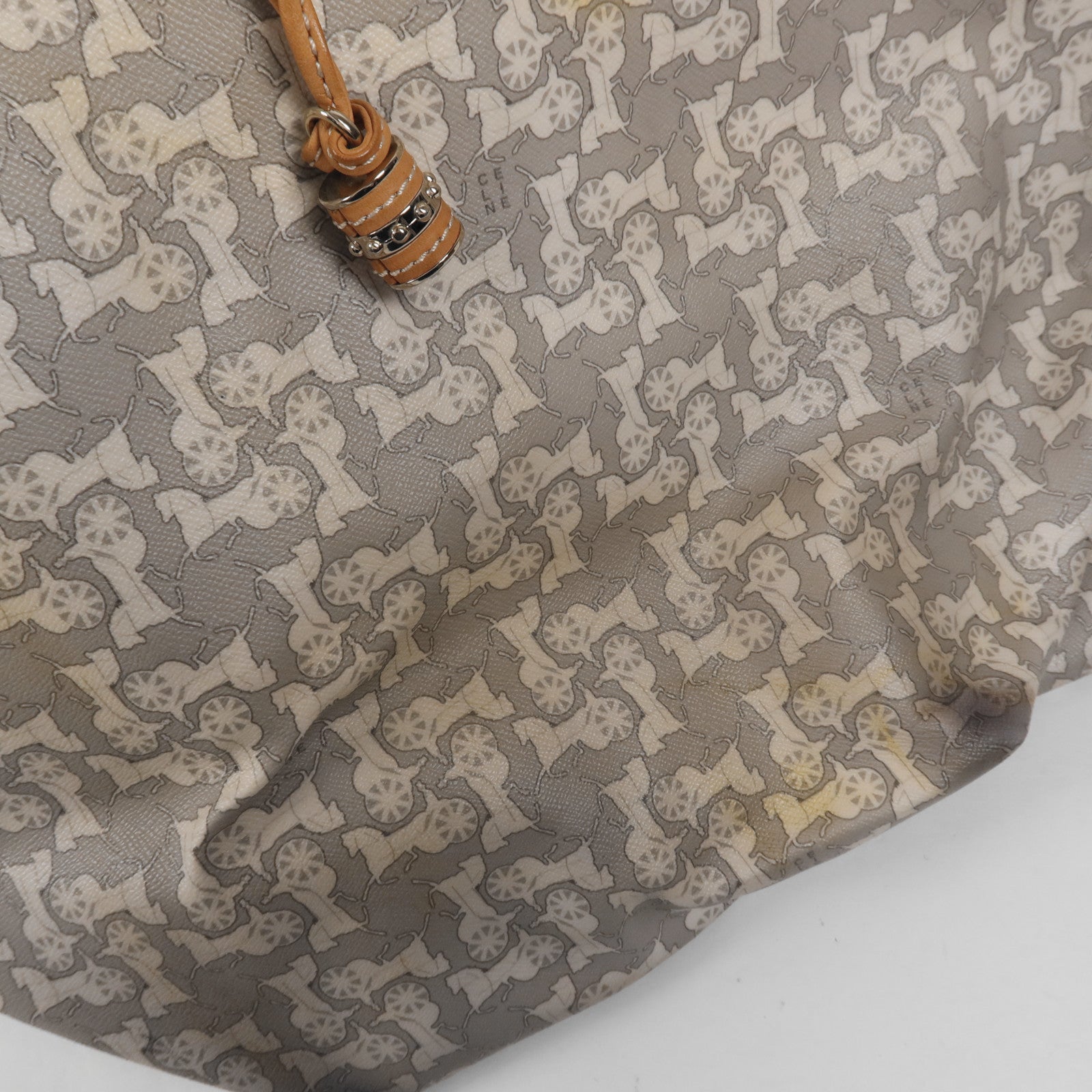 CELINE 塗層帆布Tote Bag銀扣手挽袋