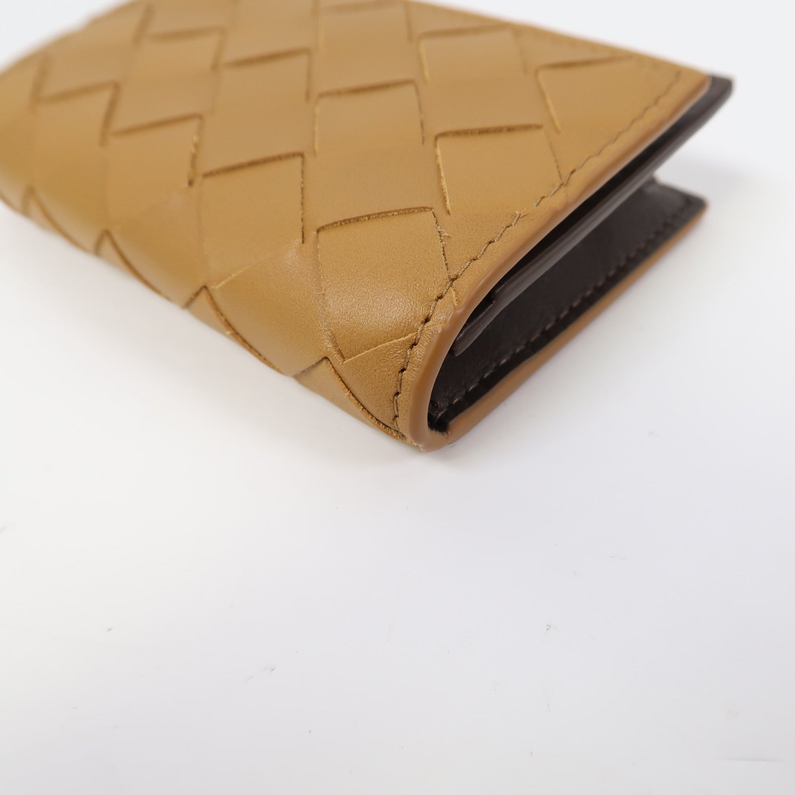 BOTTEGA VENETA 【激減優惠】織紋皮革Card Case卡片套棕色/淺棕色