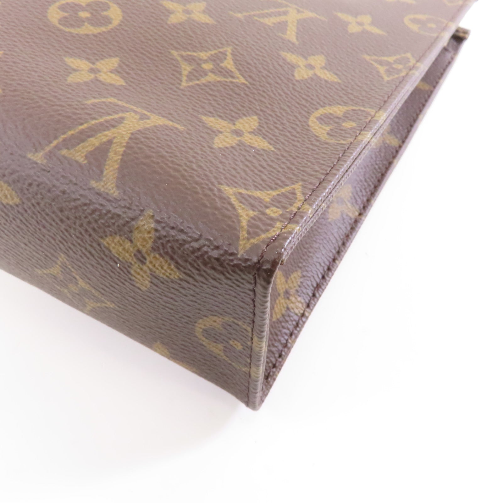 LOUIS VUITTON Monogram Pouch金扣手拿包啡色
