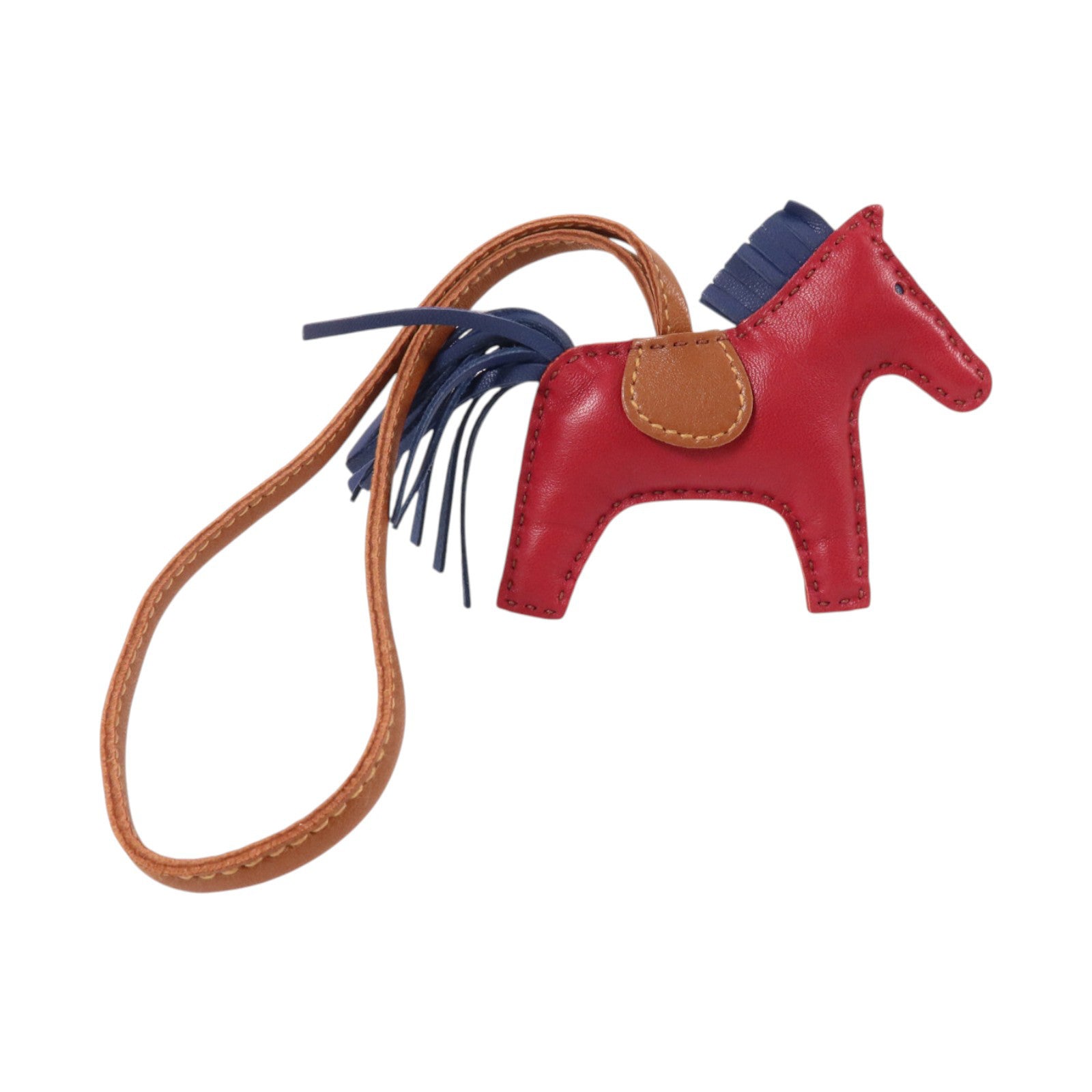 HERMES Milo皮革Rodeo PM掛飾Rubis/Fauve/Blue