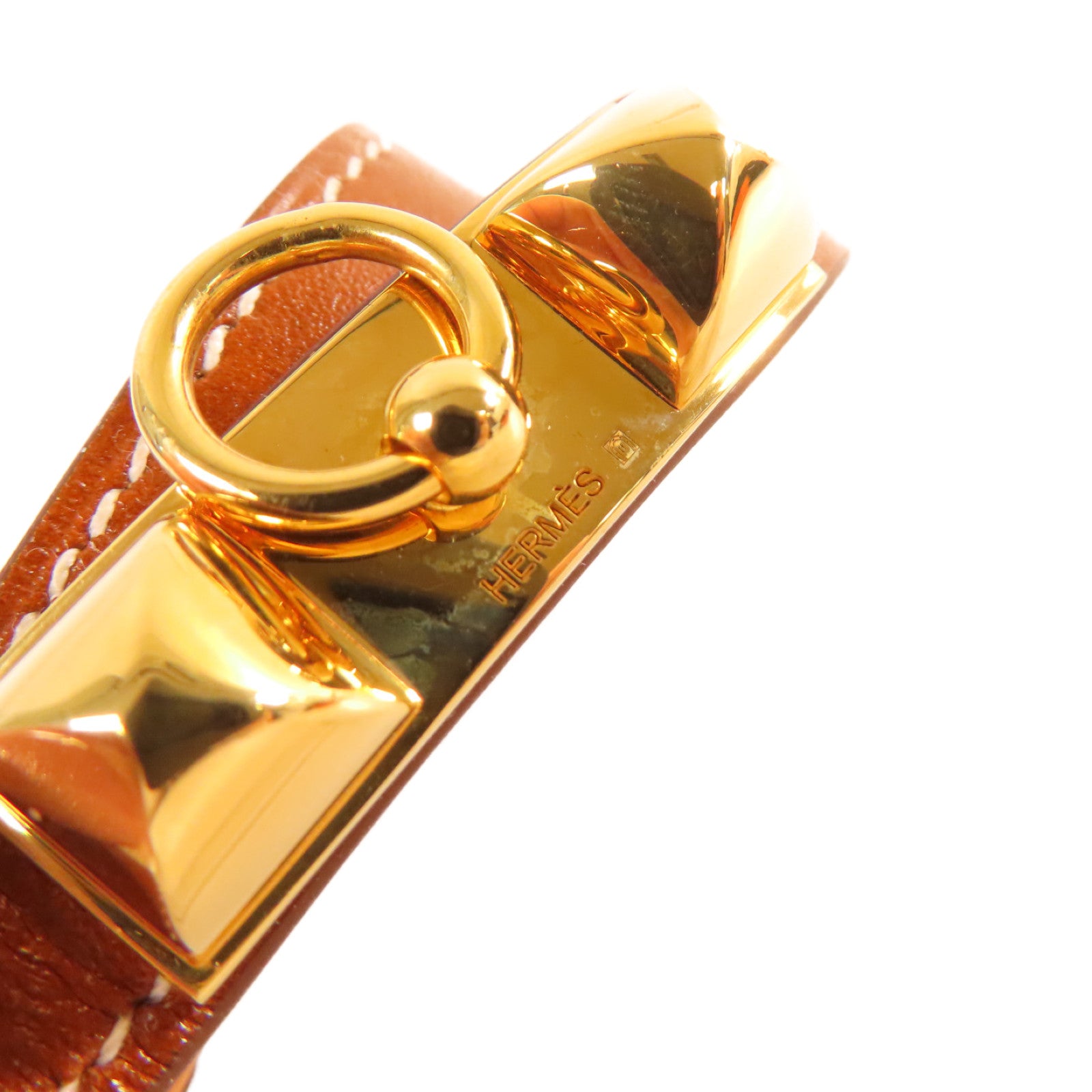 HERMES 【激減優惠】Box Calf皮革Rivile Double Tour XS Bracelet金扣手鏈 Fauve太妃色
