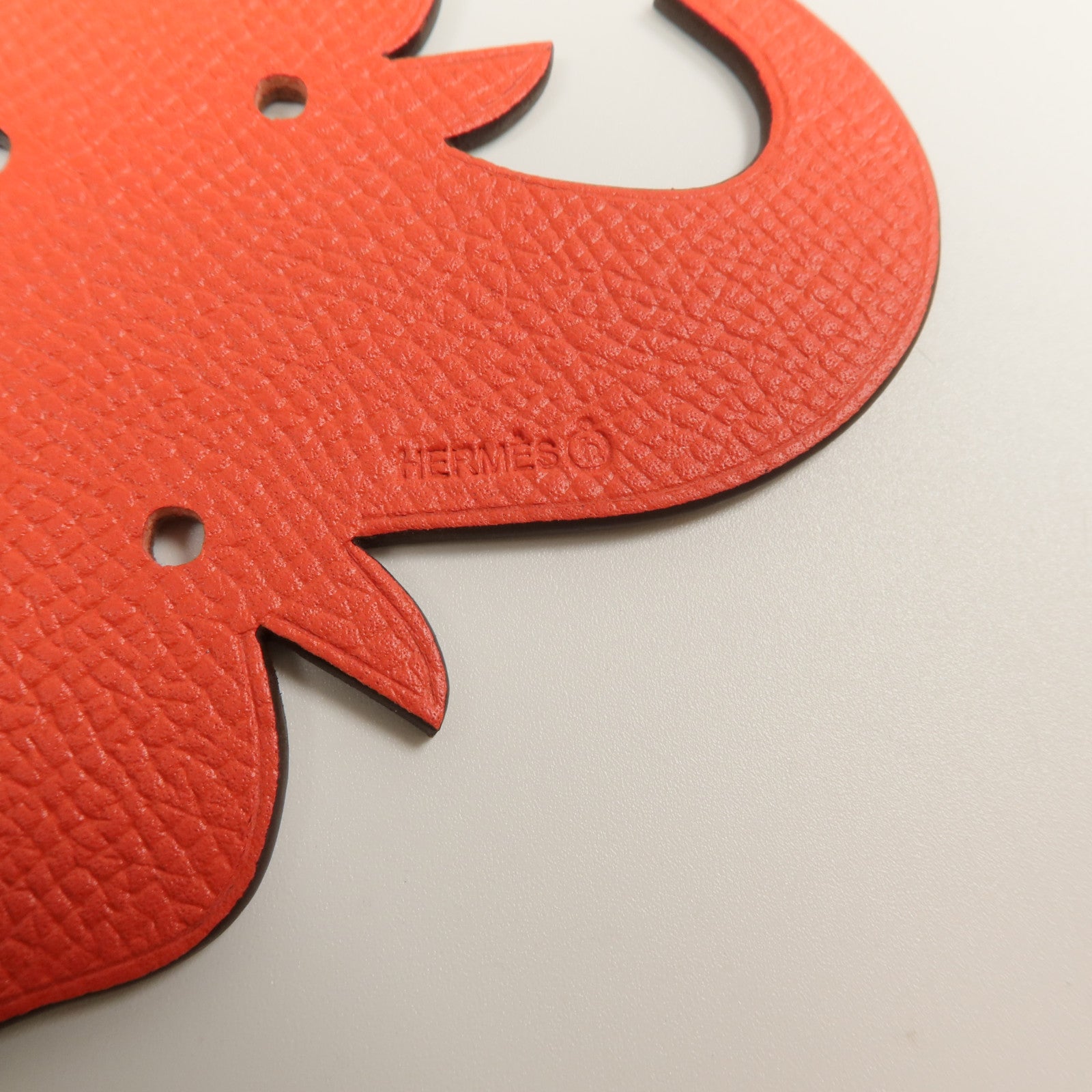 HERMES Epsom皮革Petit H Charm掛飾Capucine