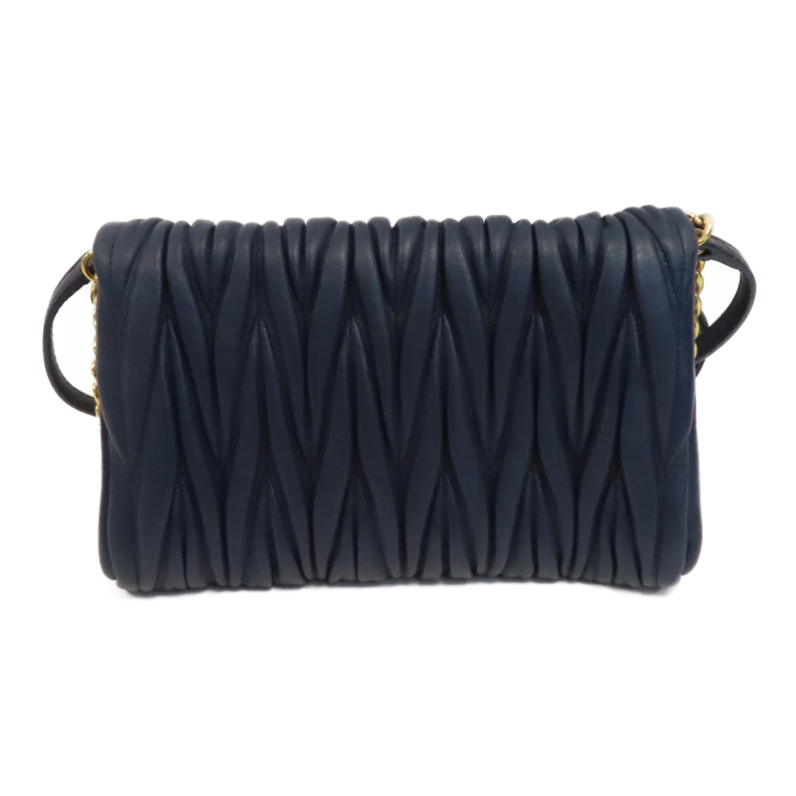 Miu Miu 牛皮皮革Shoulder Bag金扣鏈帶肩背袋藍色