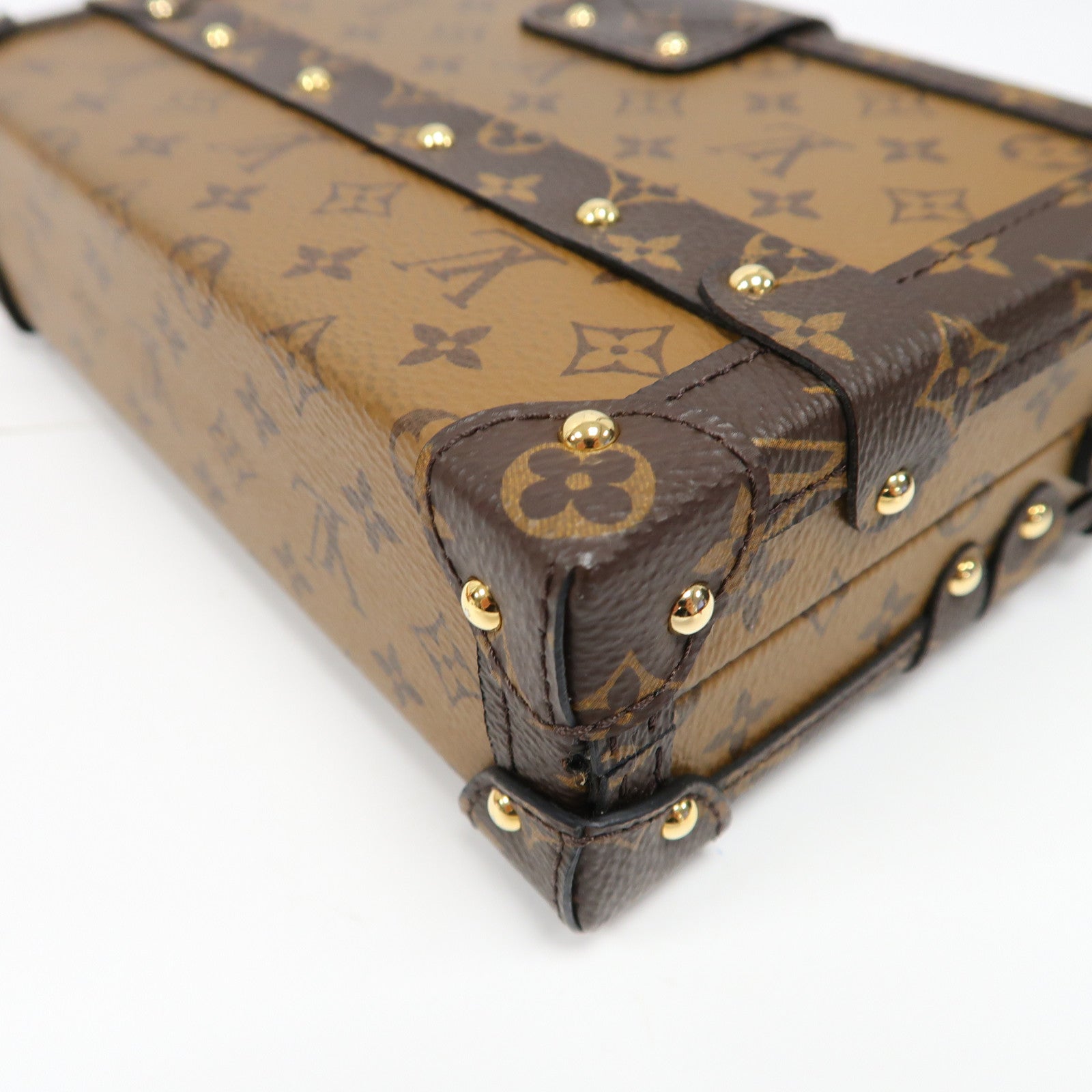 LOUIS VUITTON Monogram Reverse Petite Malle金扣肩背袋啡色