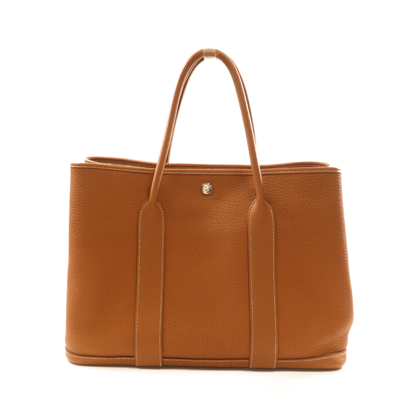 HERMES Negonda皮革Garden Party PM銀扣手挽袋Gold