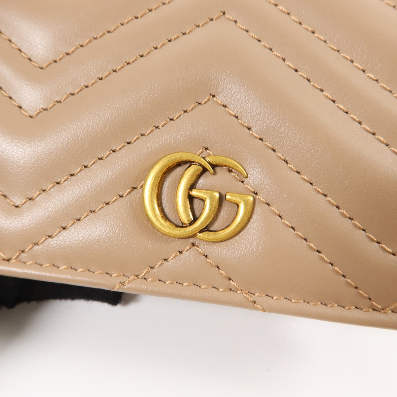 GUCCI 牛皮皮革GG Marmont Card Case Wallet金扣錢包