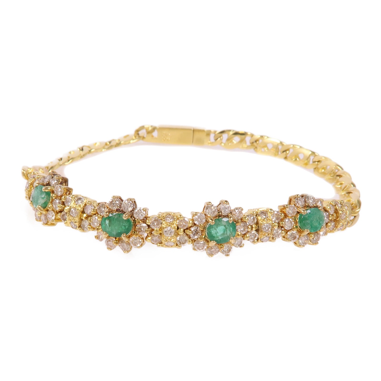 JEWELRY 18K黃金Emerald/Diamond Bracelet綠寶石/鑽石手鏈