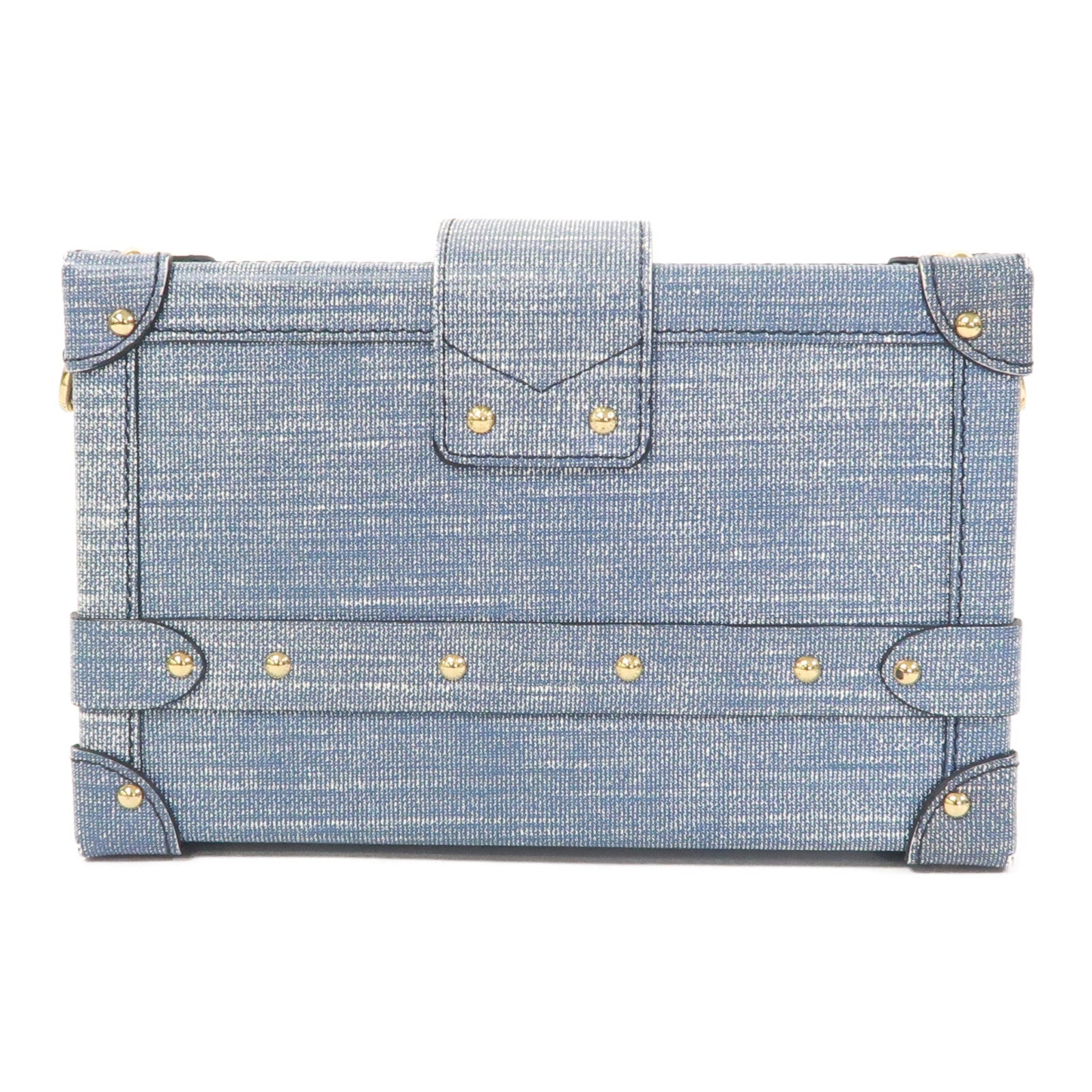 LOUIS VUITTON 【激減優惠】塗層帆布Denim Petite Malle金扣肩背袋藍色