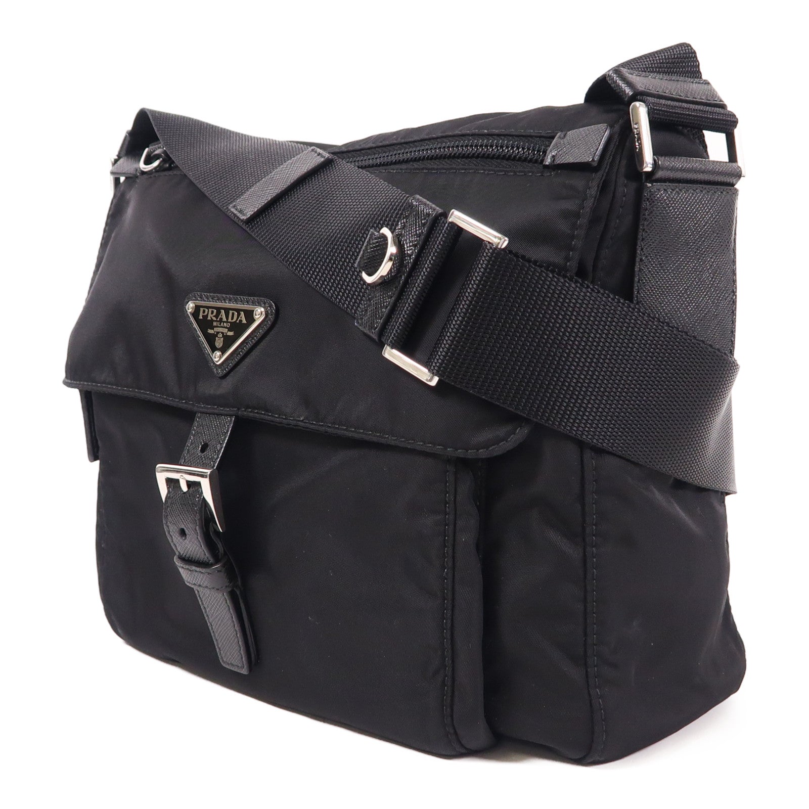 PRADA 尼龍Shoulder Bag銀扣肩背袋