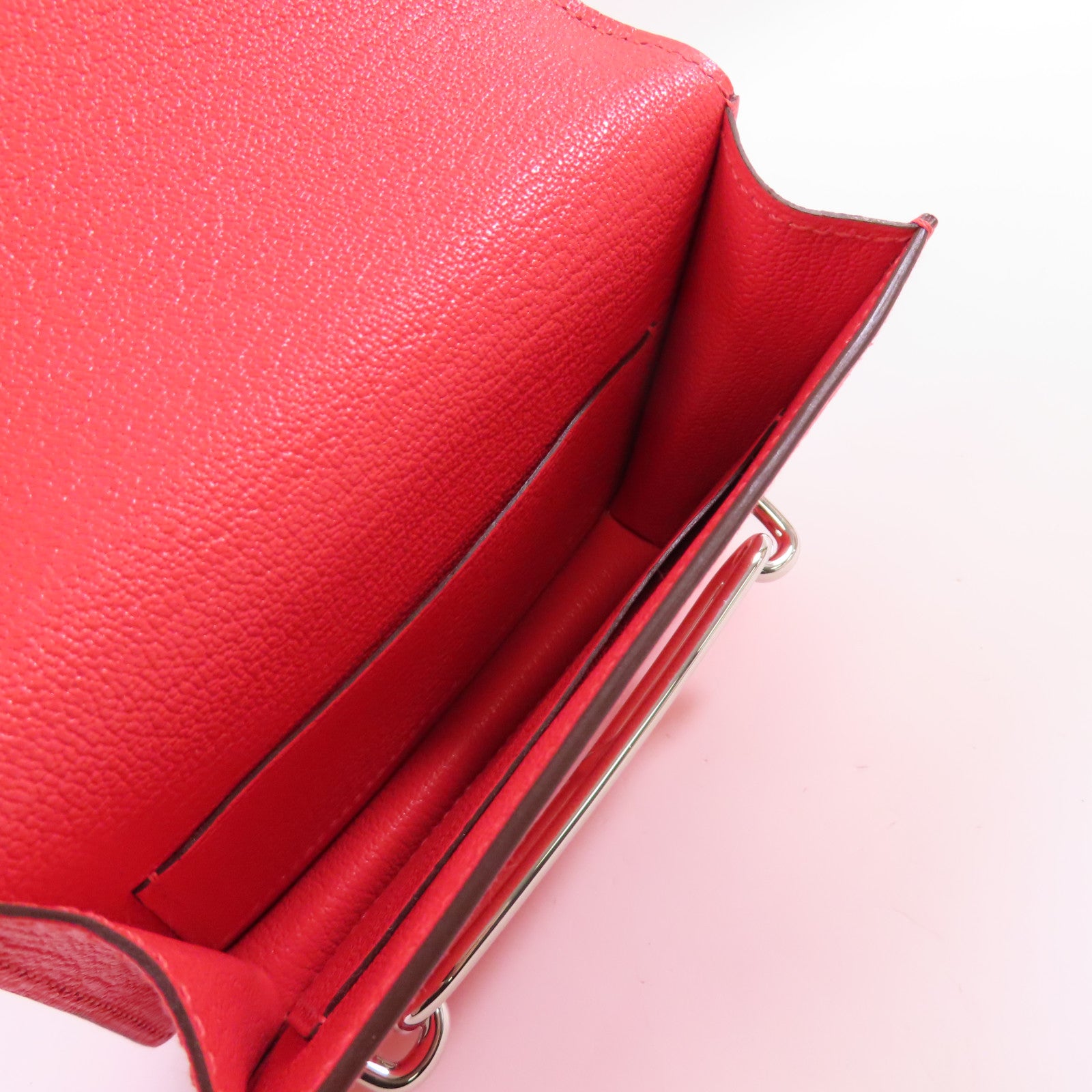 HERMES 【激減優惠】Chevre皮革Roulis Slim Wallet銀扣腰帶短錢包