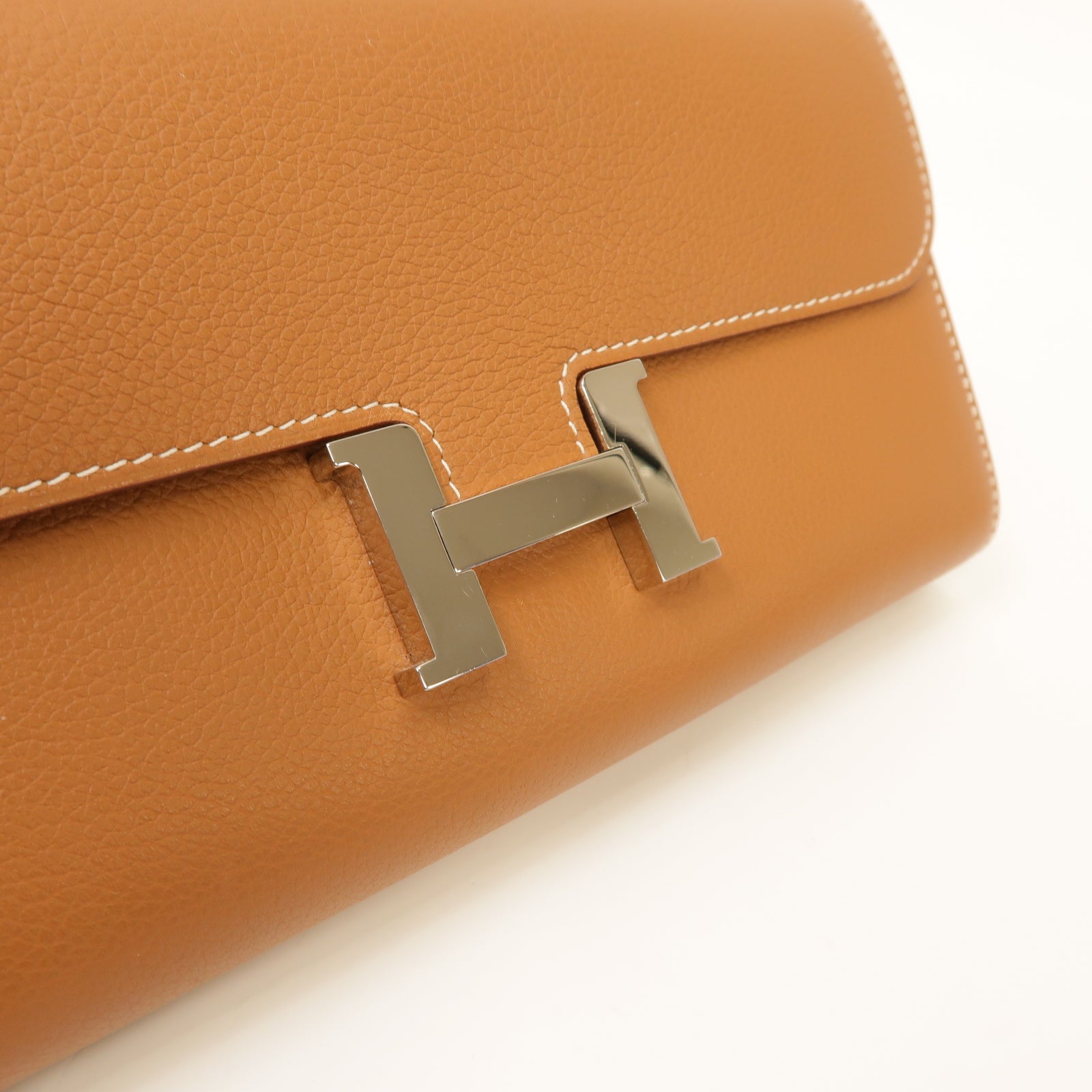 HERMES Evercolor皮革Constance To Go Shoulder Bag銀扣肩背袋經典駝色