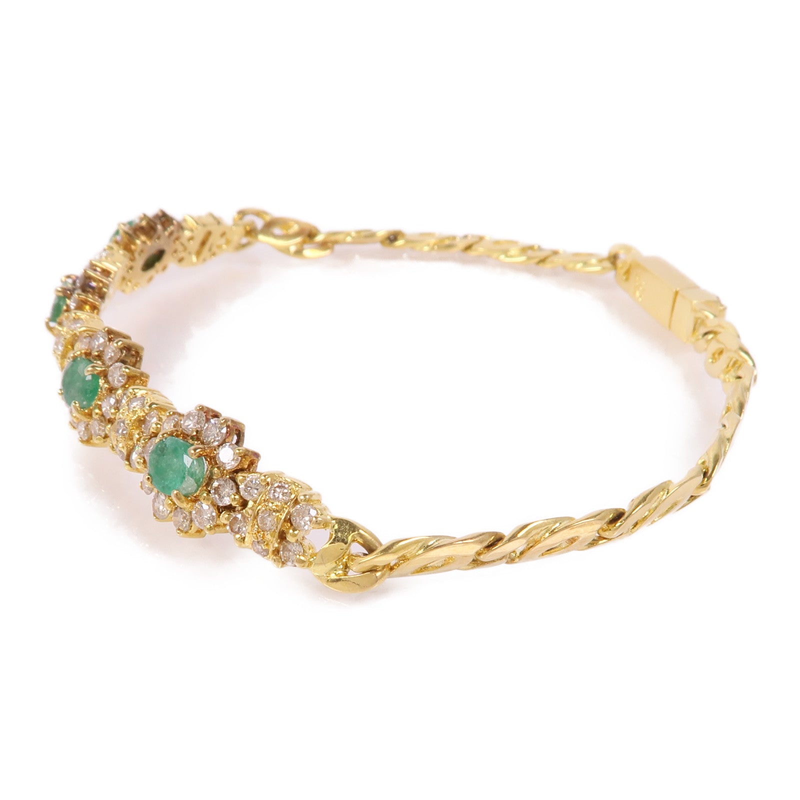 JEWELRY 18K黃金Emerald/Diamond Bracelet綠寶石/鑽石手鏈