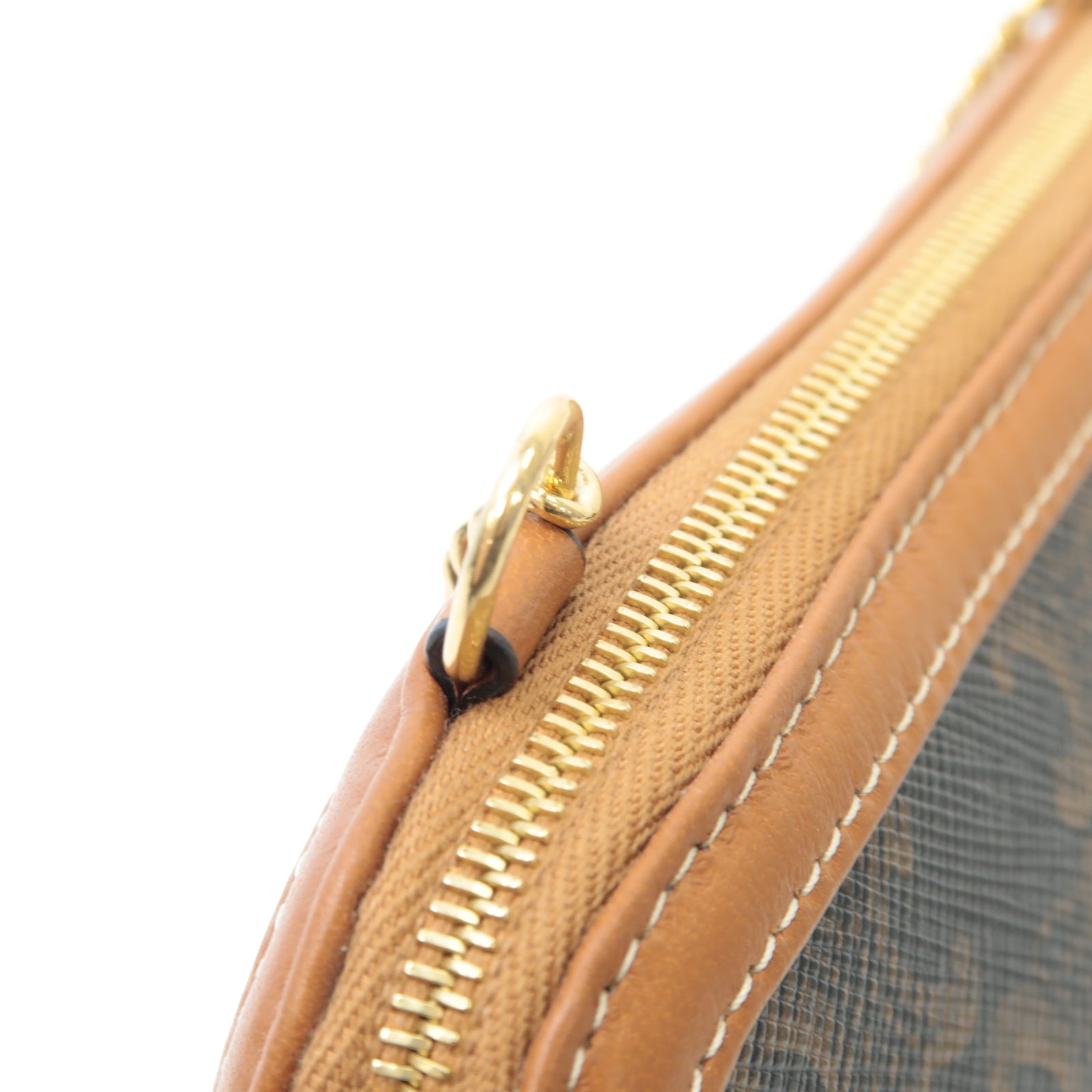 CELINE 塗層帆布Shoulder Bag金扣鏈帶肩背袋啡色